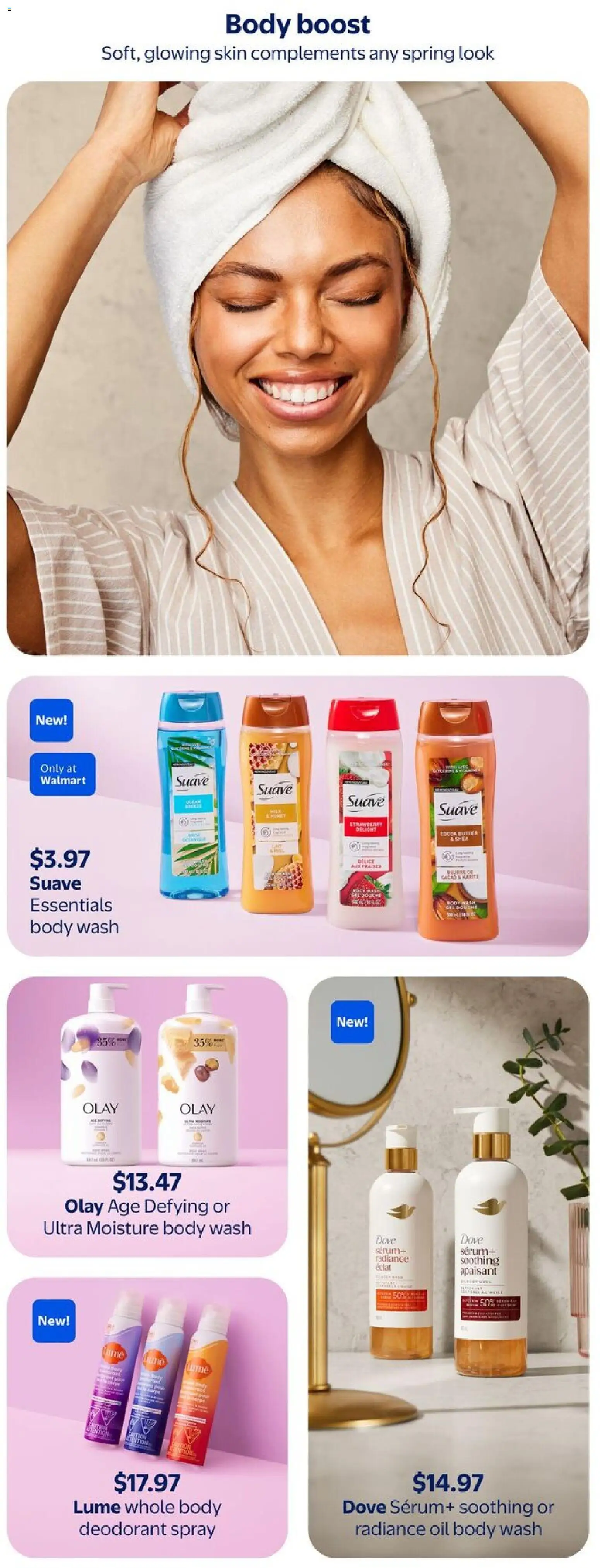 Walmart flyer valid from 02.04.2026 | Page: 11 | Products: Body wash, Deodorant, Butter, Oil