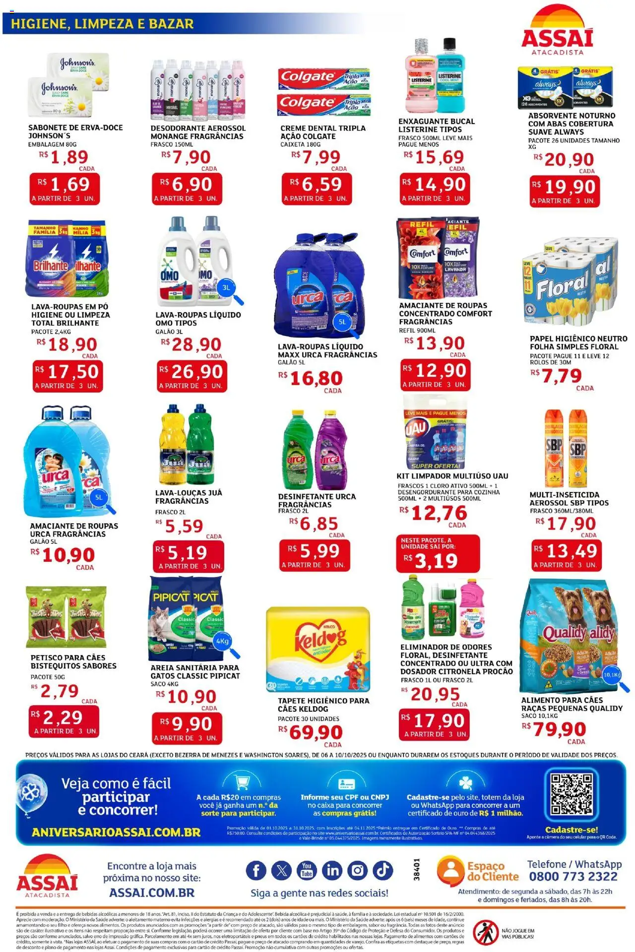 Assaí Atacadista Folheto - válido de 06.10.2025 | Página: 4 | Produtos: Tapete higiênico, Creme, Absorvente, Amaciante