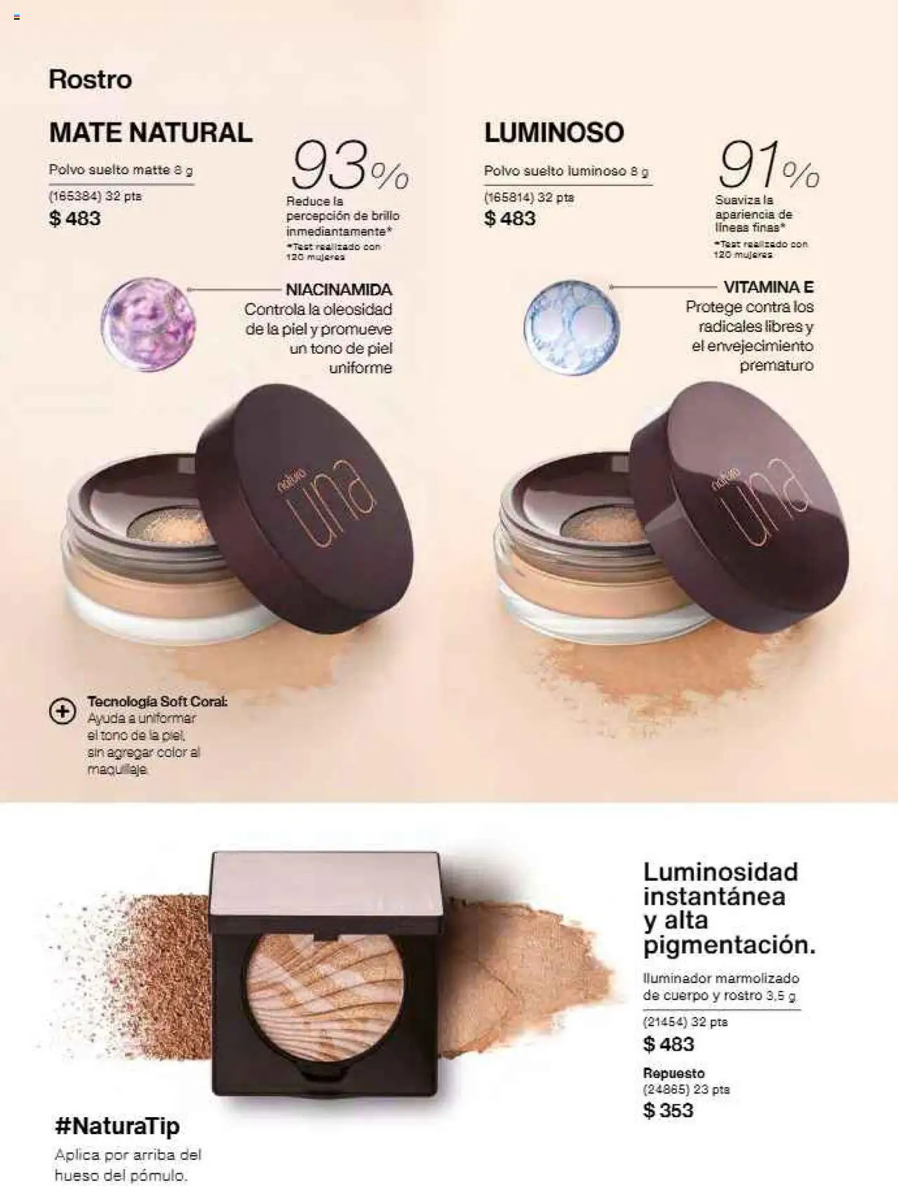 Nuevas ofertas de Natura válidas en toda la República Mexicana desde el 12.10.2025. ¡Encuentra las mejores ofertas en Natura - Campaña 16 2025! | Página: 62 | Productos: Iluminador, Brillo, Mate, Polvo