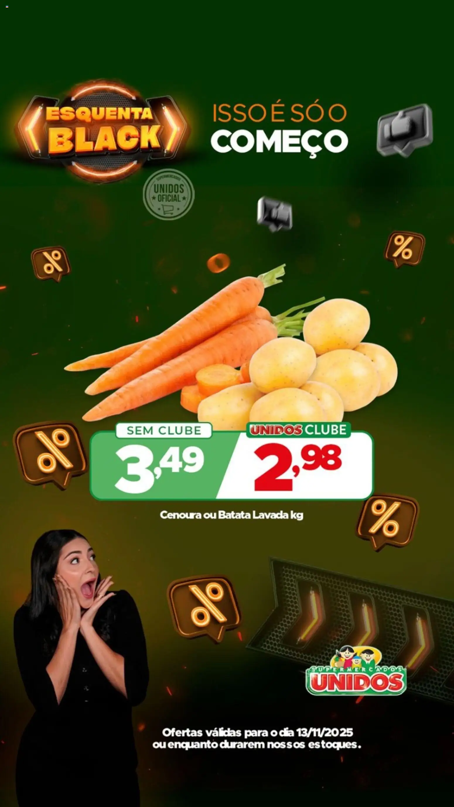 Supermercados Unidos Folheto - válido de 13.11.2025 | Página: 1 | Produtos: Cenoura, Batata