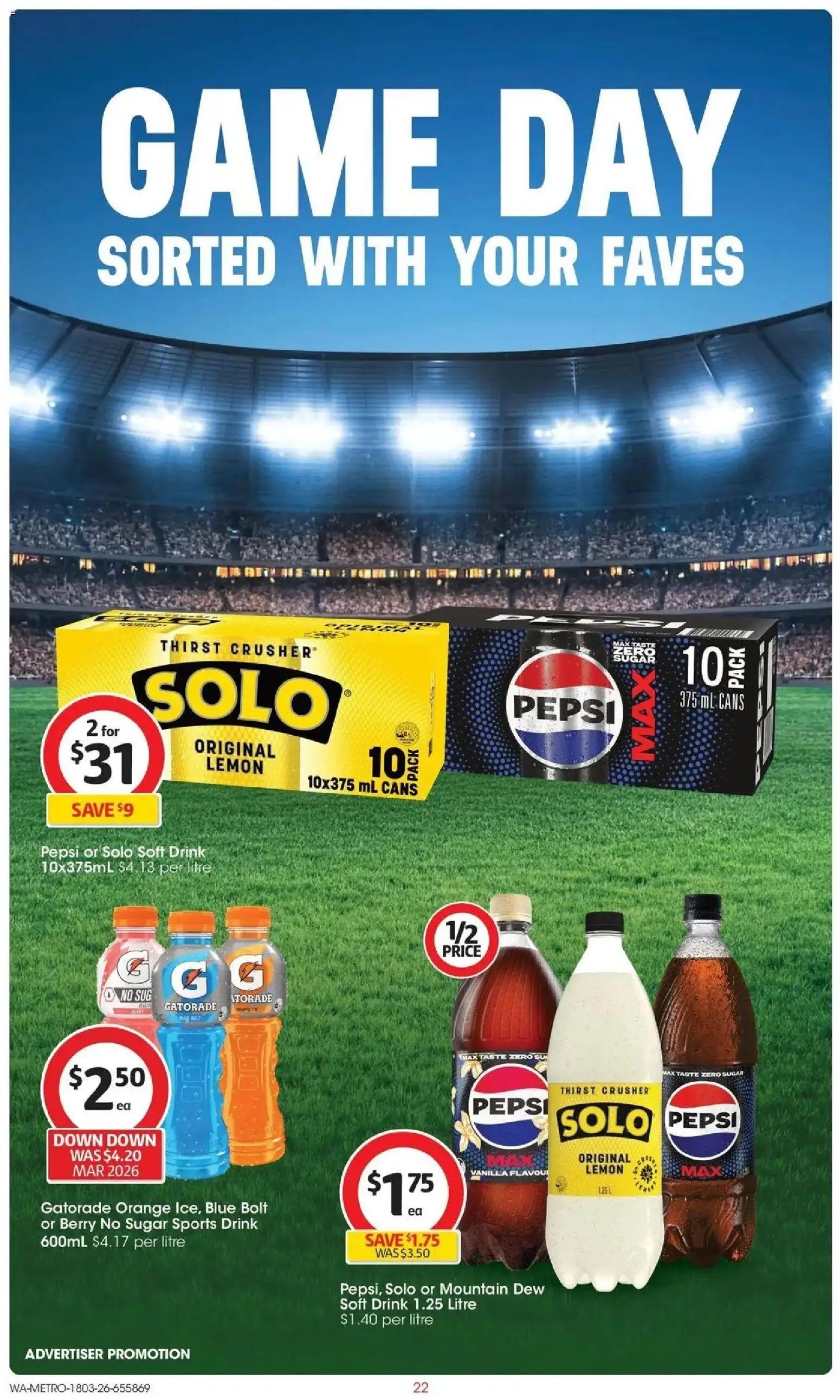 Coles catalogue - valid from 18.03.2026 | Page: 22 | Products: Pepsi, Sugar, Lemon, Game