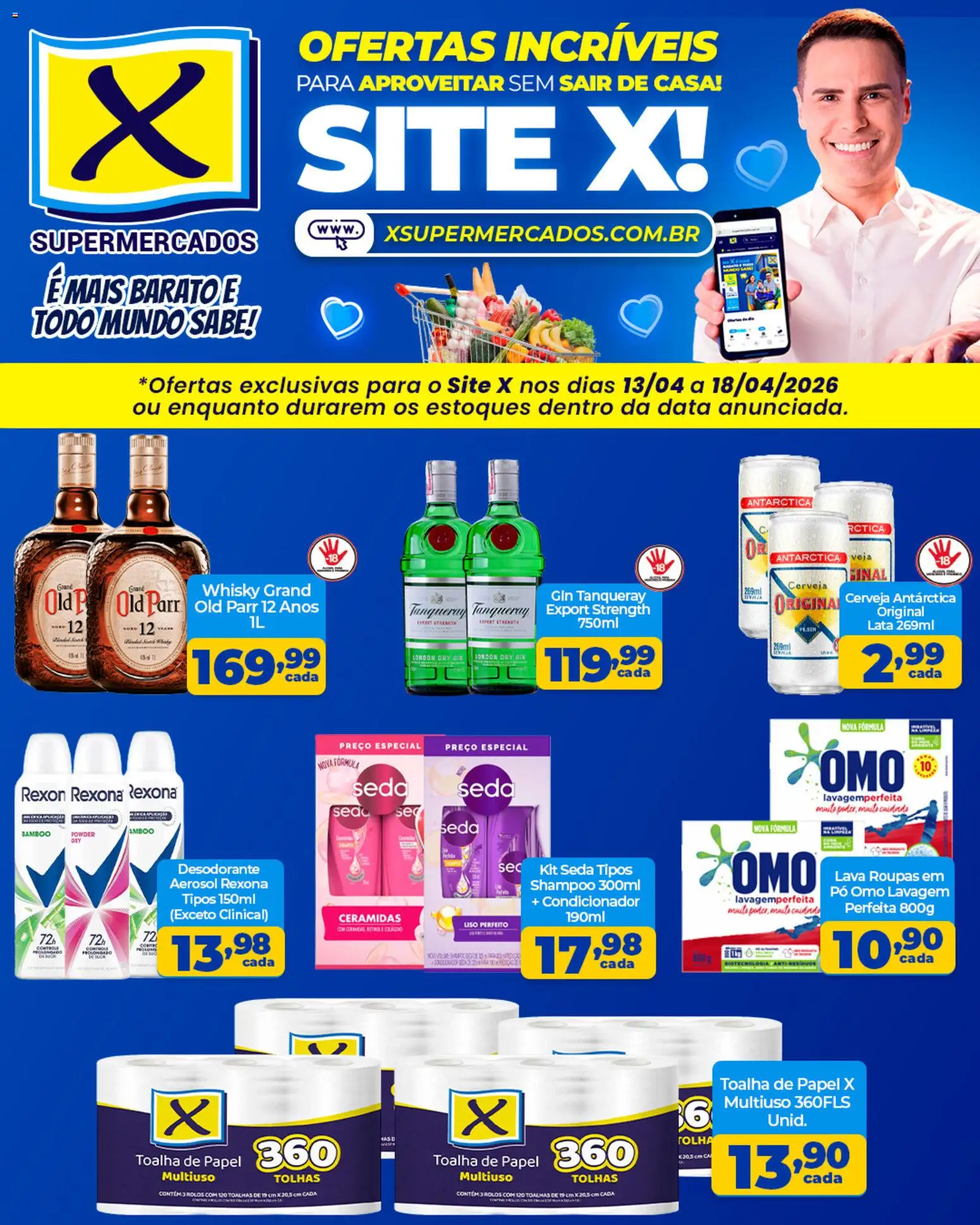 X Supermercados Folheto - válido de 13.04.2026 | Página: 2 | Produtos: Papel toalha, Pó, Condicionador, Rexona