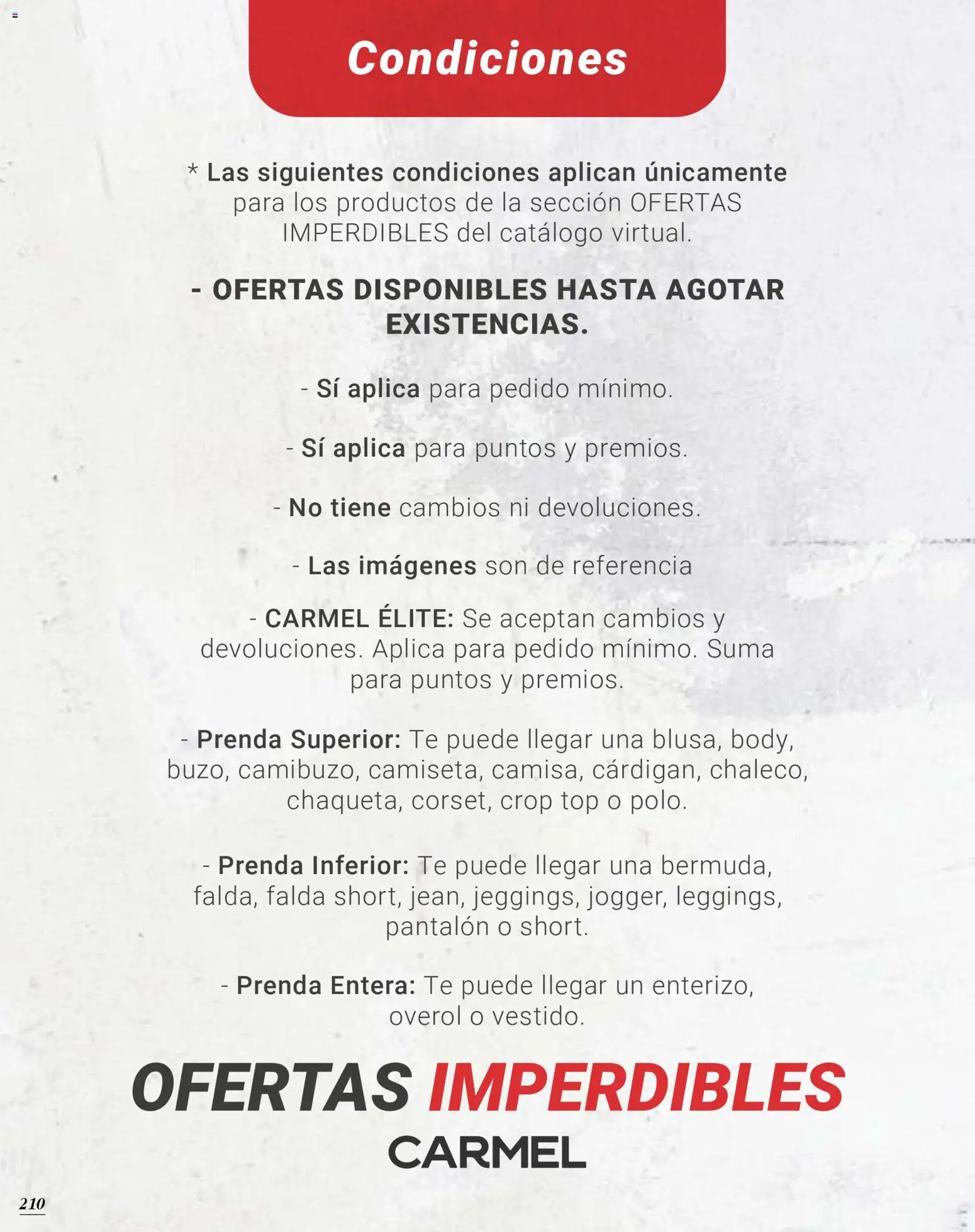 Carmel revista - valida desde el 01.03.2026 | Página: 210 | Productos: Té, Falda, Top, Overol