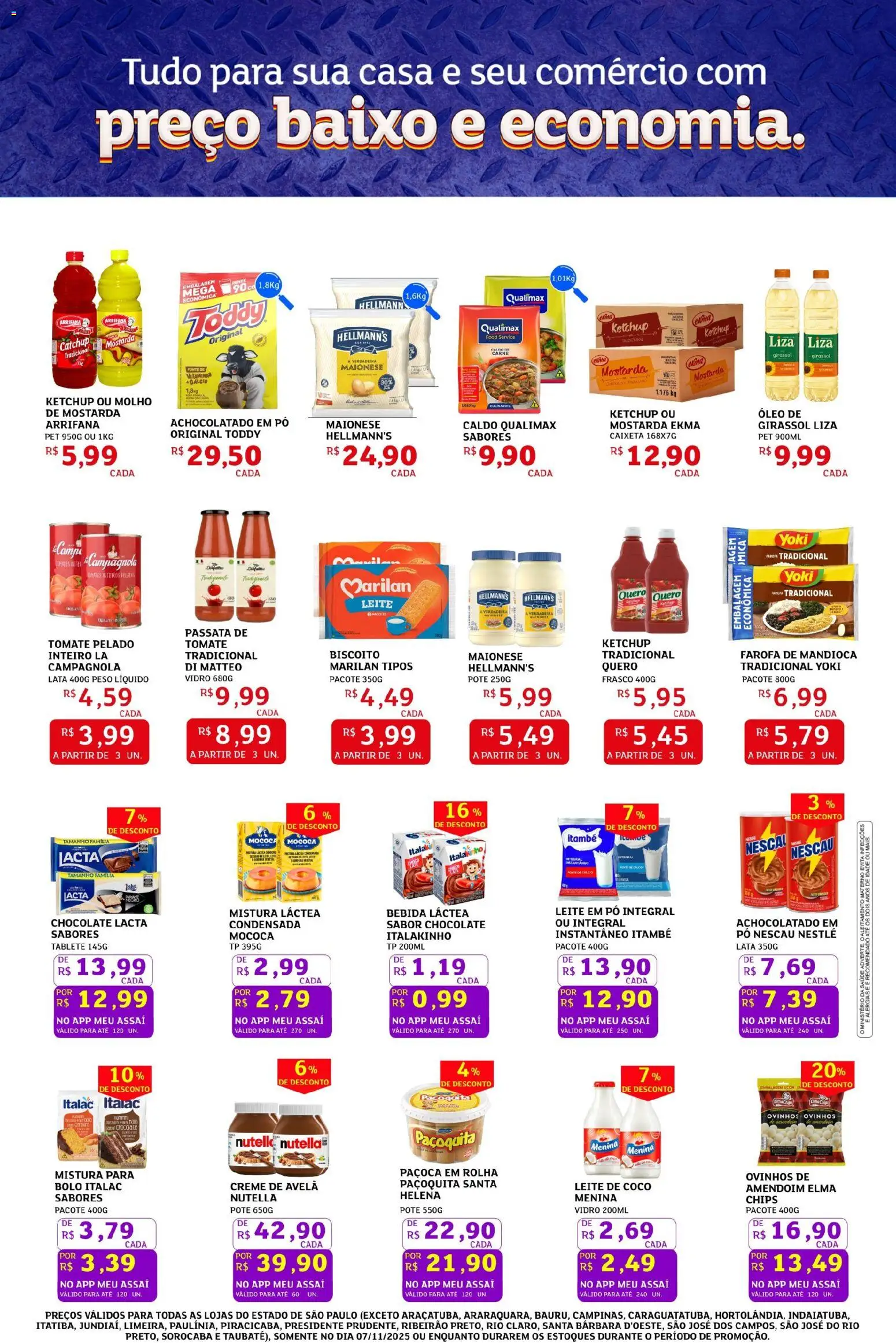 Assaí Atacadista Folheto - válido de 07.11.2025 | Página: 2 | Produtos: Biscoito, Leite, Chocolate, Baixo