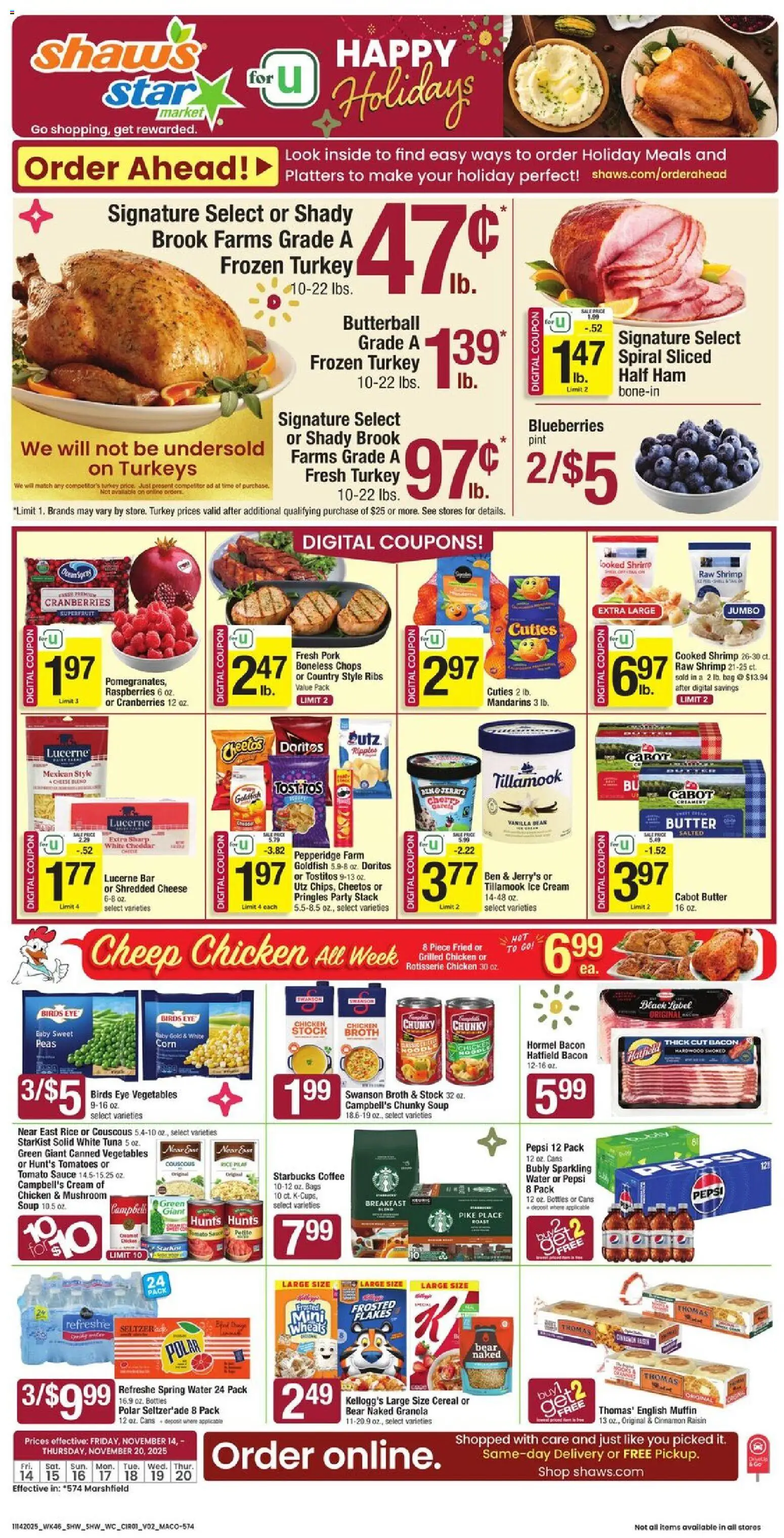 Star Market Weekly Ad - valid from 14.11.2025 | Page: 1 | Products: Corn, Coffee, Tomatoes, Ice cream