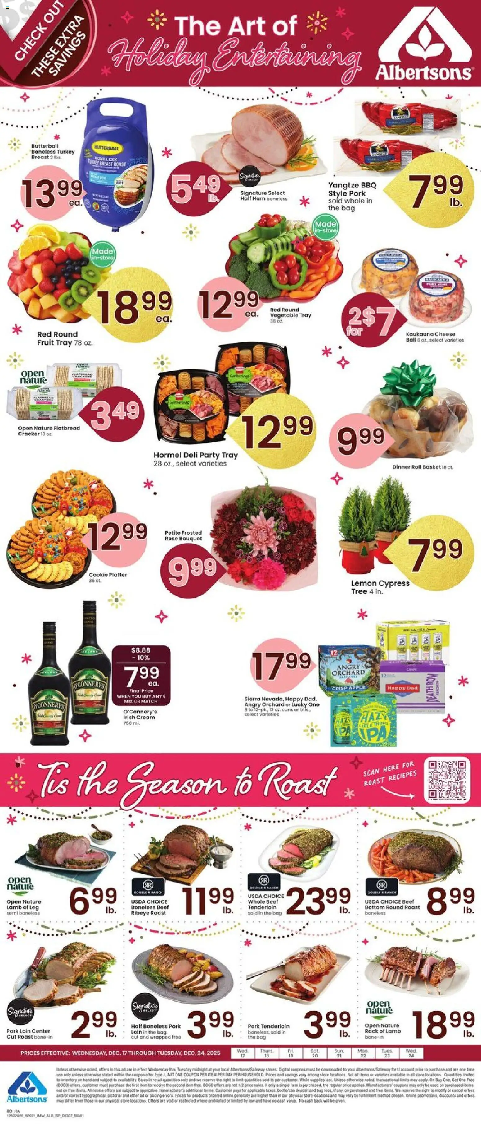 Albertsons Specialty Publication - valid from 17.12.2025 | Page: 1 | Products: Ham, Pork, Beef, Bag