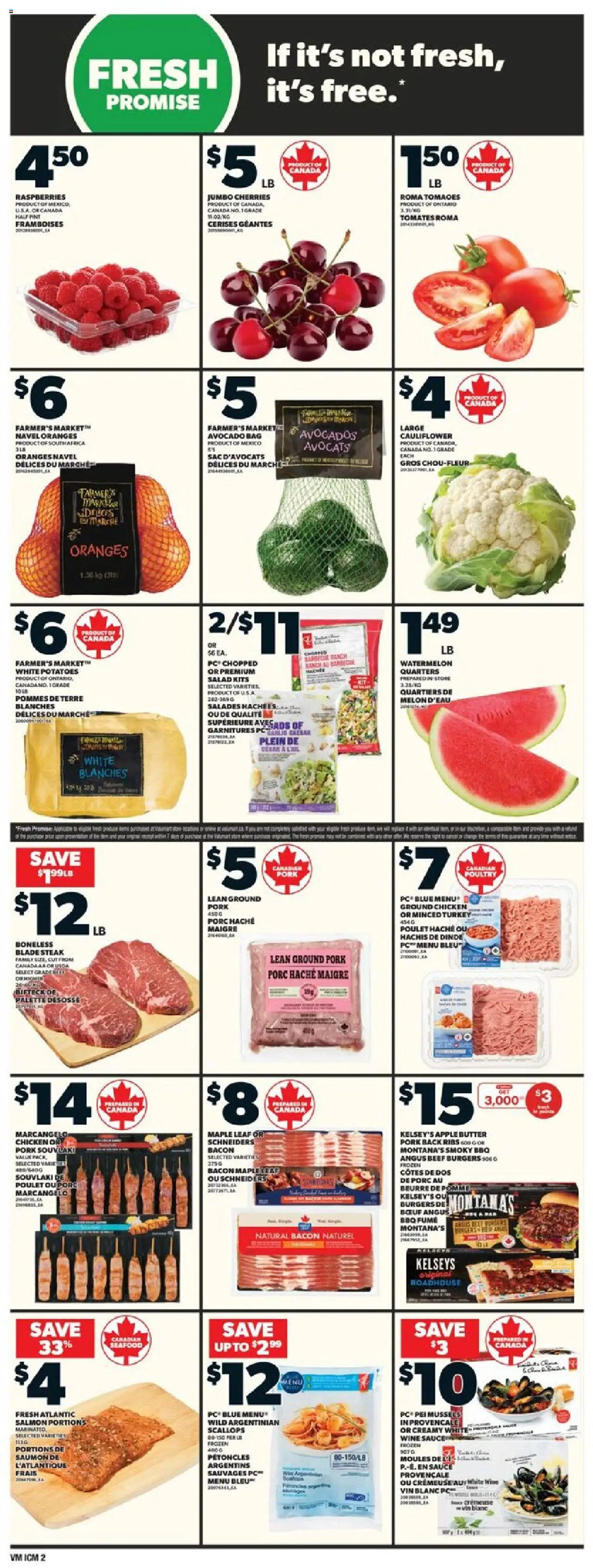 Valu Mart flyer valid from 14.08.2025 | Page: 3 | Products: Turkey, Potatoes, Bag, Chicken