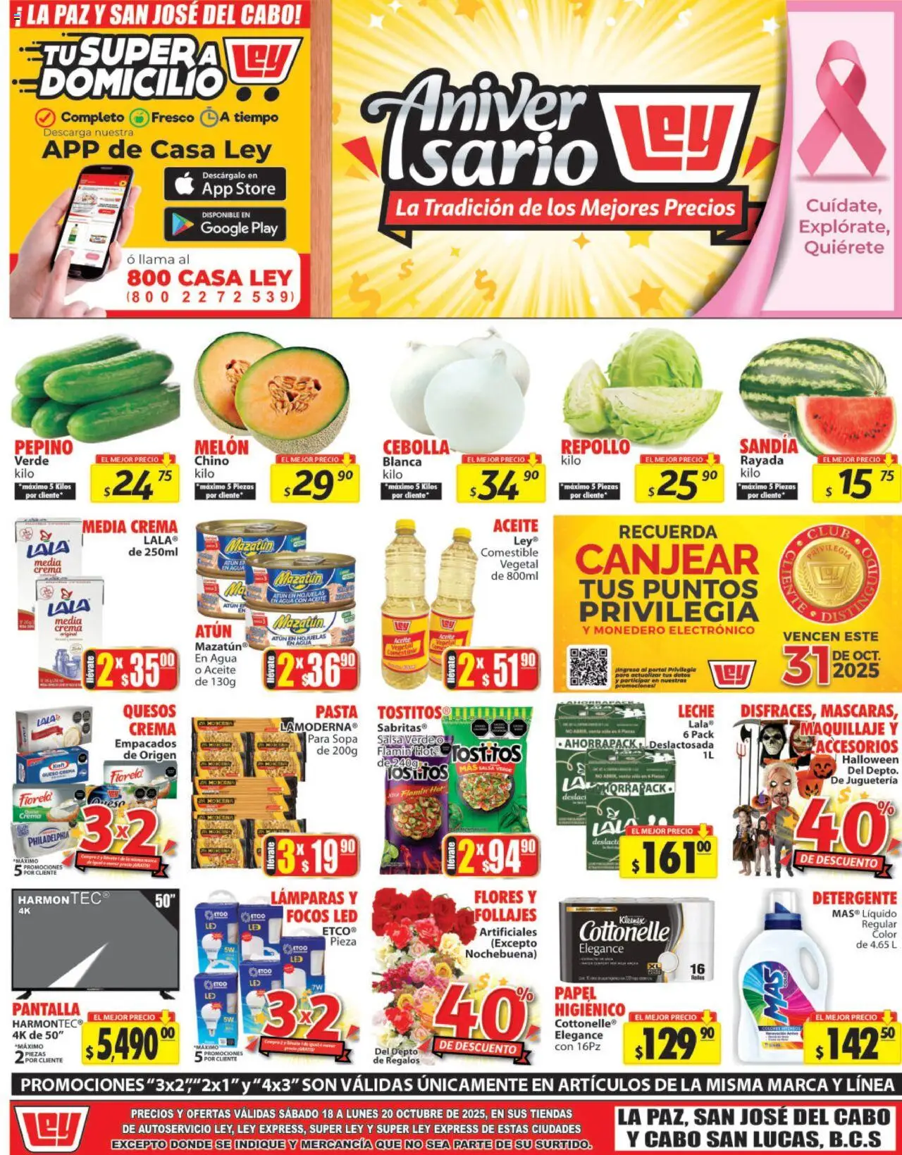 Nuevas ofertas de Casa Ley válidas en toda la República Mexicana desde el 18.10.2025. ¡Encuentra las mejores ofertas en Casa Ley folleto Autoservicio! | Página: 1 | Productos: Cebolla, Queso crema, Queso, Jarra