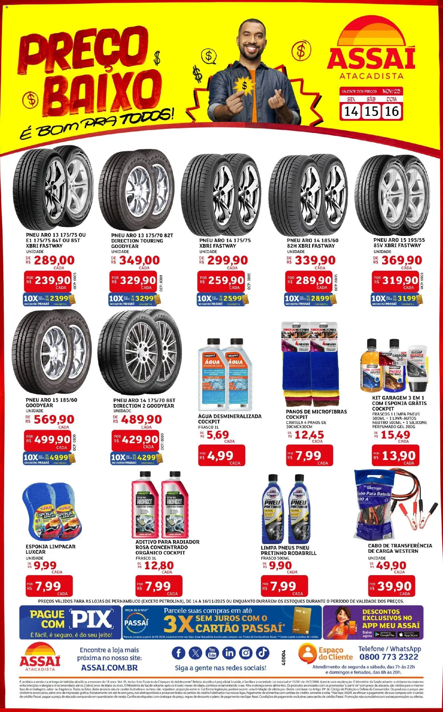 Assaí Atacadista Folheto - válido de 14.11.2025 | Página: 1 | Produtos: Esponja, Bateria, Telefone, Cabo