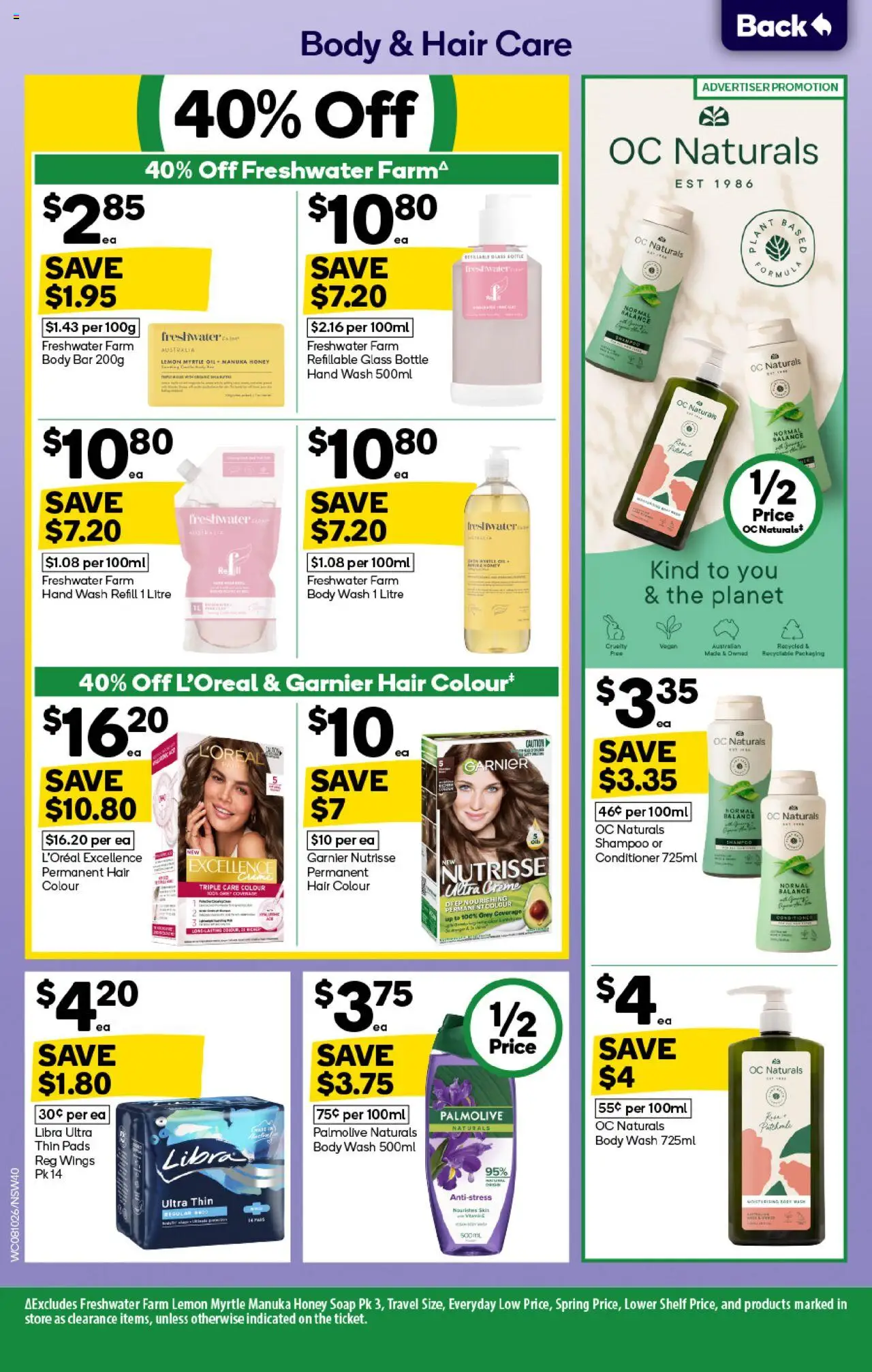 Woolworths catalogue - valid from 08.10.2025 | Page: 40 | Products: Shampoo, Conditioner, Lemon, Hand wash