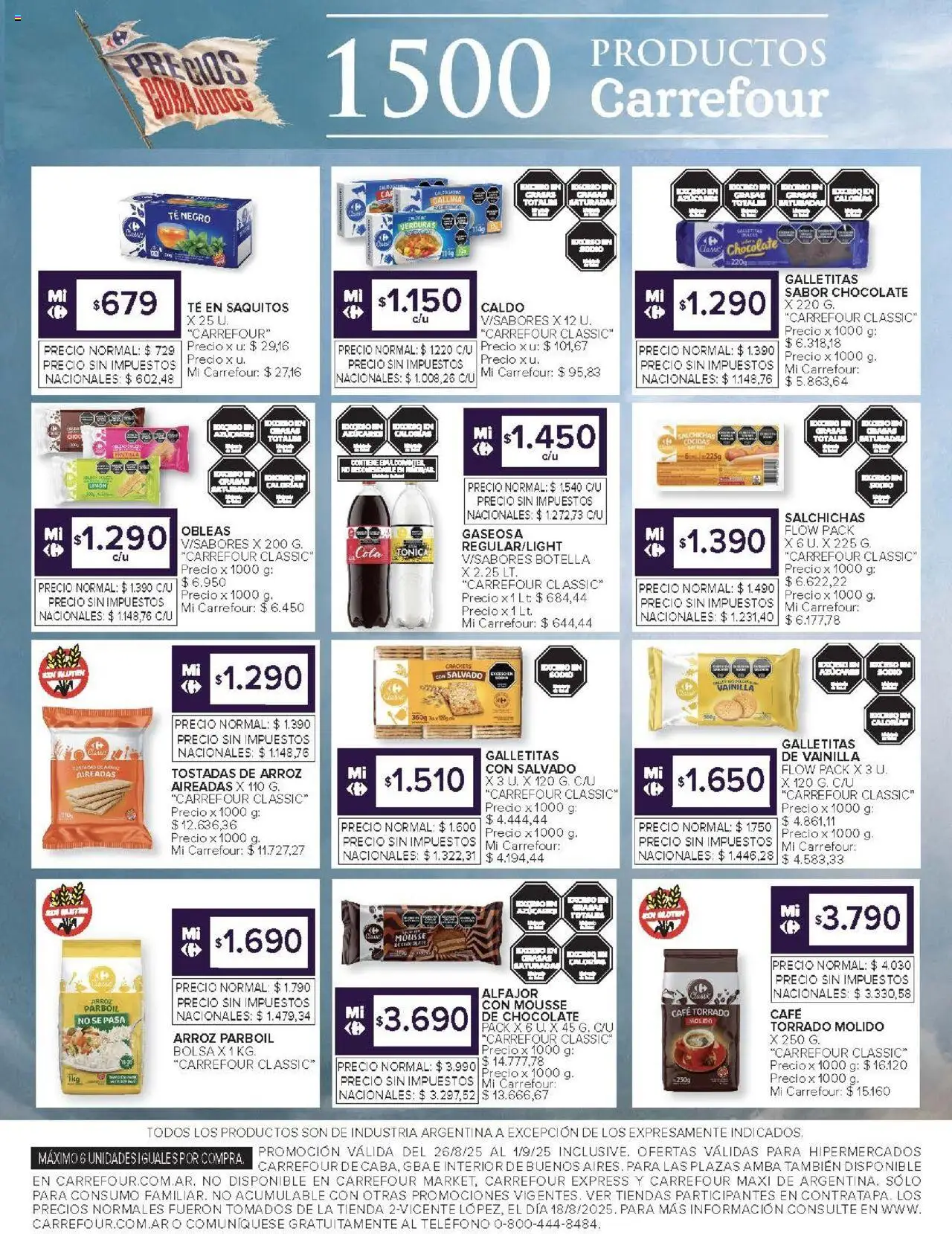 Carrefour ofertas │ válido desde el 26.08.2025 | Página: 9 | Productos: Teléfono, Botella, Gaseosa, Café