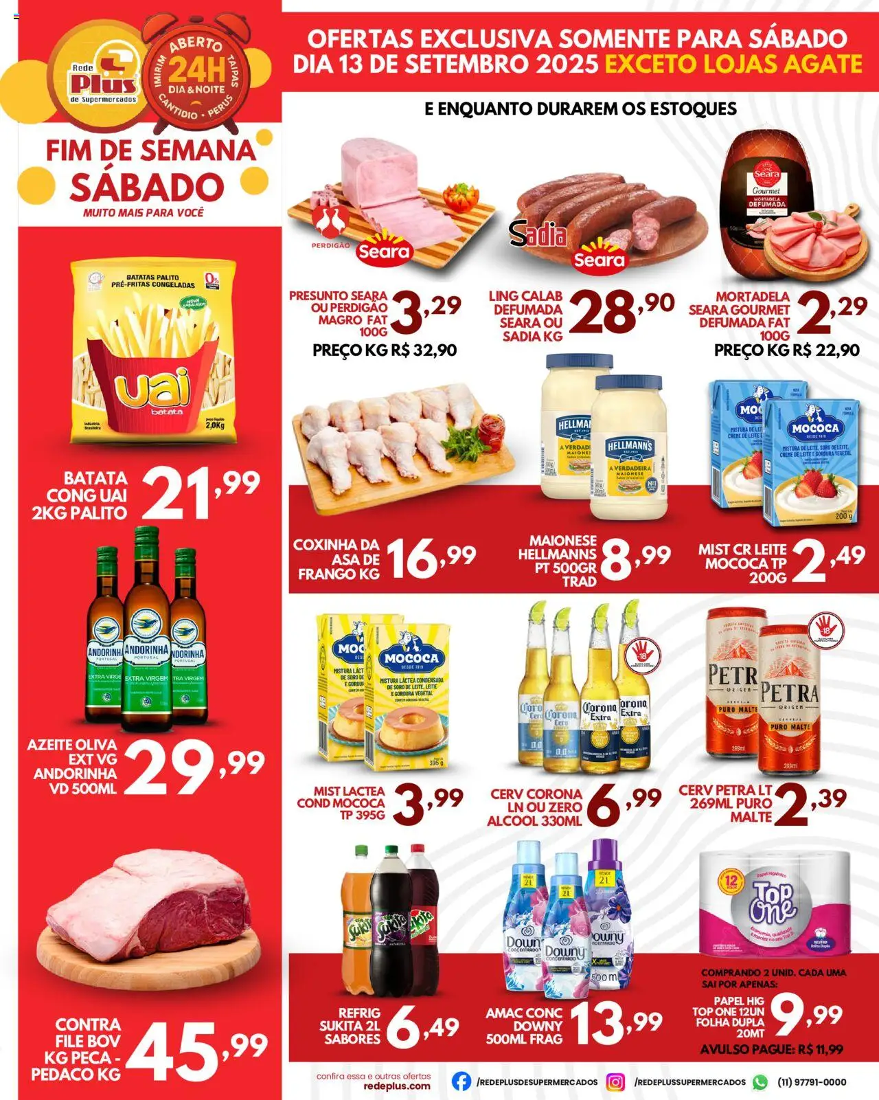 Rede Plus Supermercados Folheto - válido de 13.04.2025 | Página: 2 | Produtos: Presunto, Creme de leite, Frango, Azeite