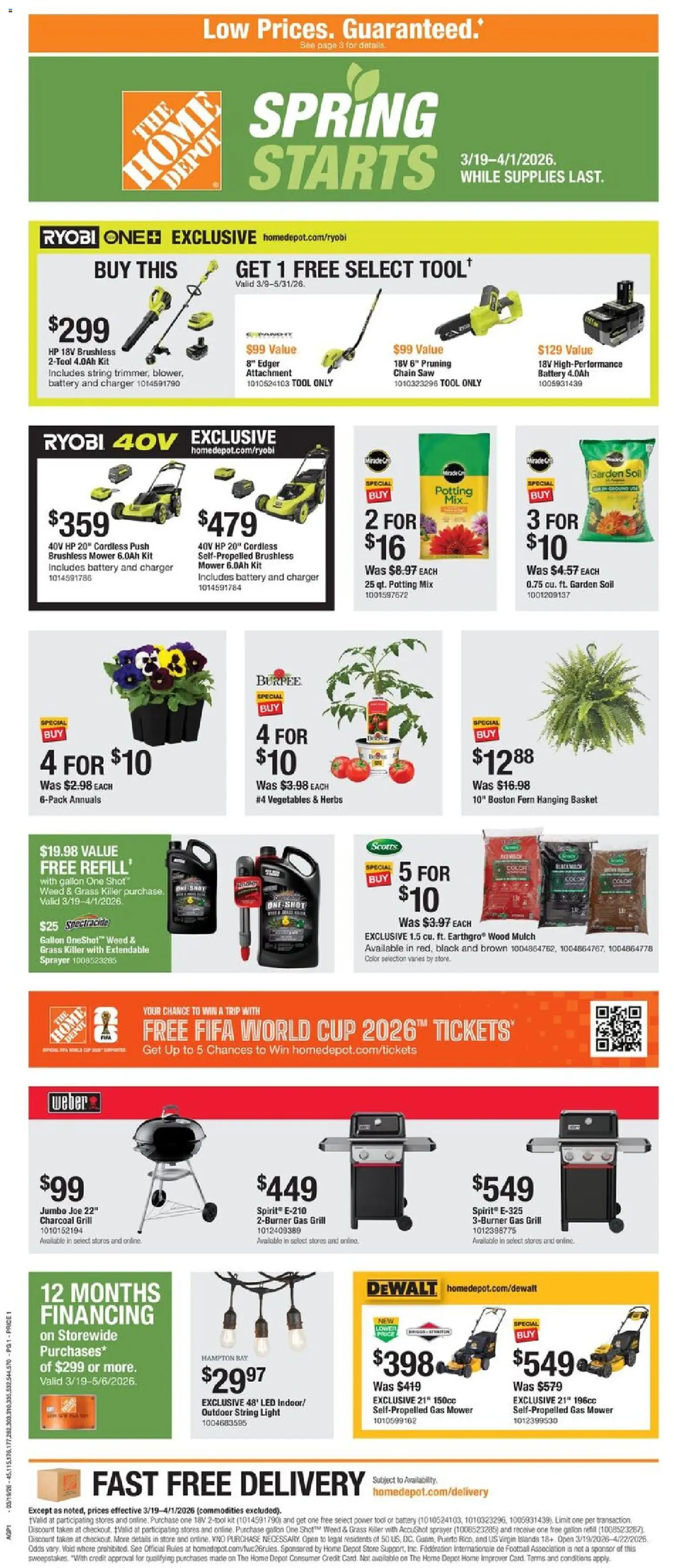 Home Depot Local Ad - NC - valid from 19.03.2026 | Page: 1 | Products: Chain Saw, Battery, Basket, Charger