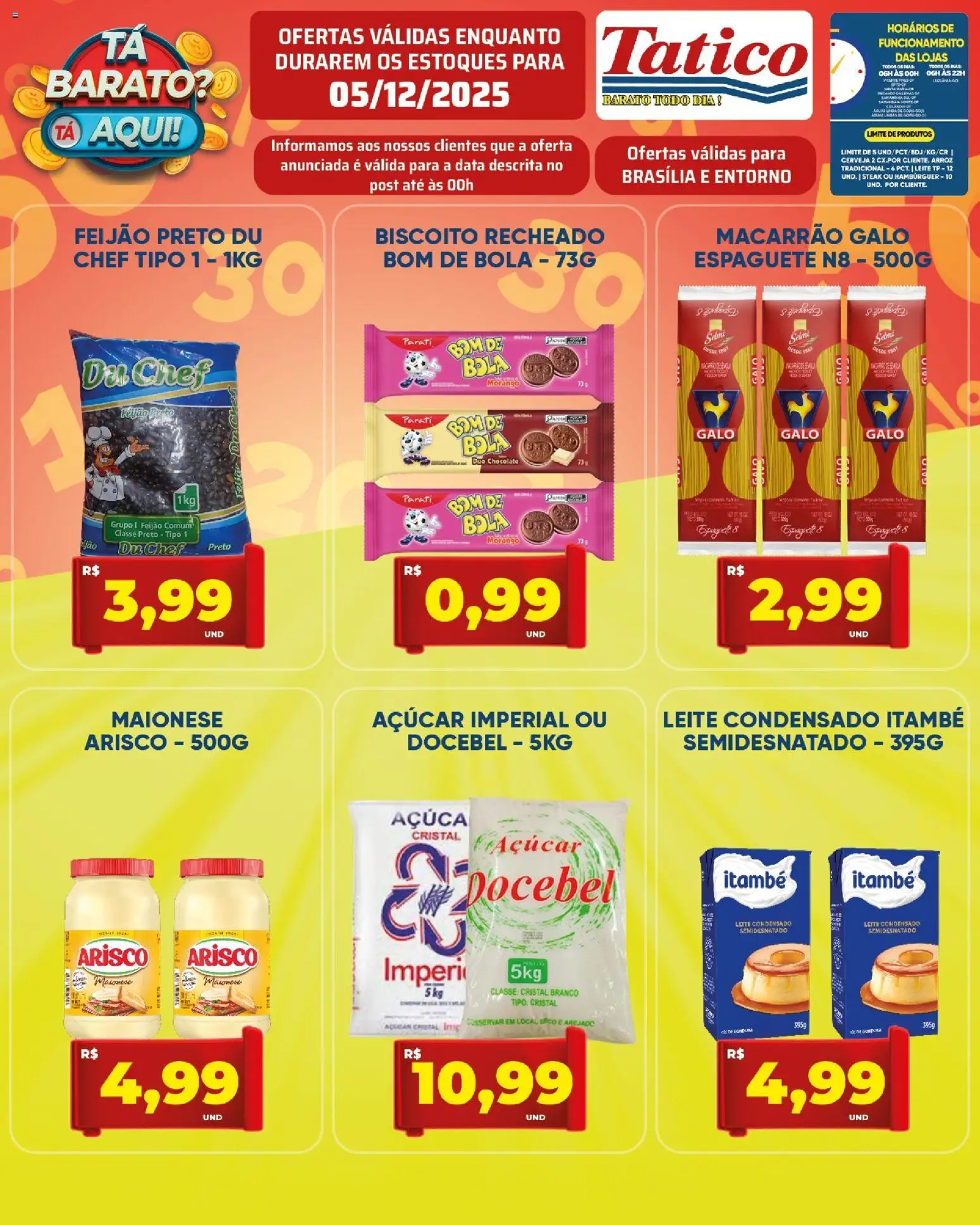 Tatico Folheto - válido de 05.12.2025 | Página: 3 | Produtos: Feijão, Leite, Hambúrguer, Açúcar