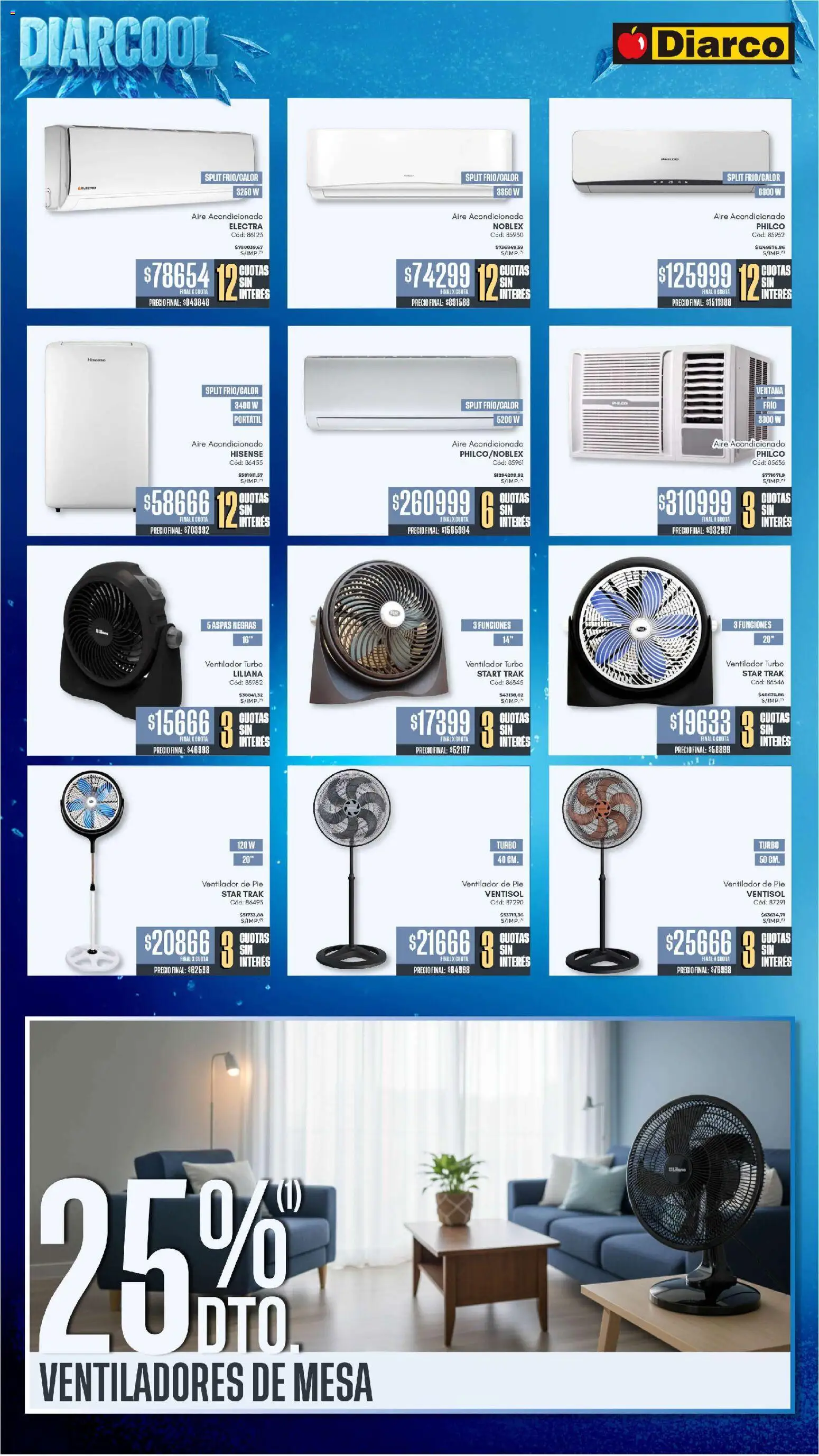 Diarco - Especial Climatización │ válido desde el 17.11.2025 | Página: 2 | Productos: Aire acondicionado, Ventilador, Mesa