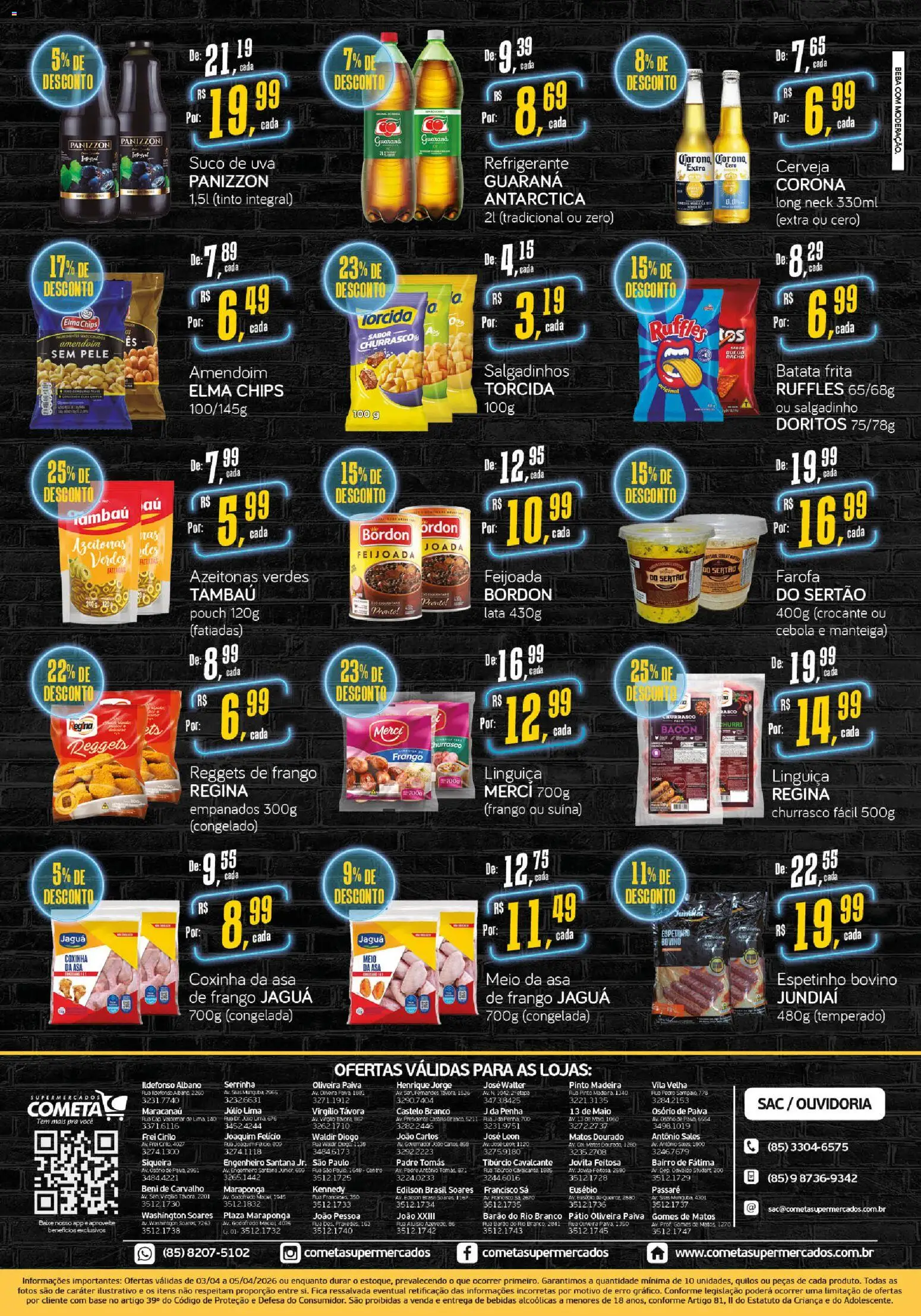Cometa Supermercados Folheto - válido de 03.04.2026 | Página: 2 | Produtos: Linguiça, Batata, Frango, Batata frita
