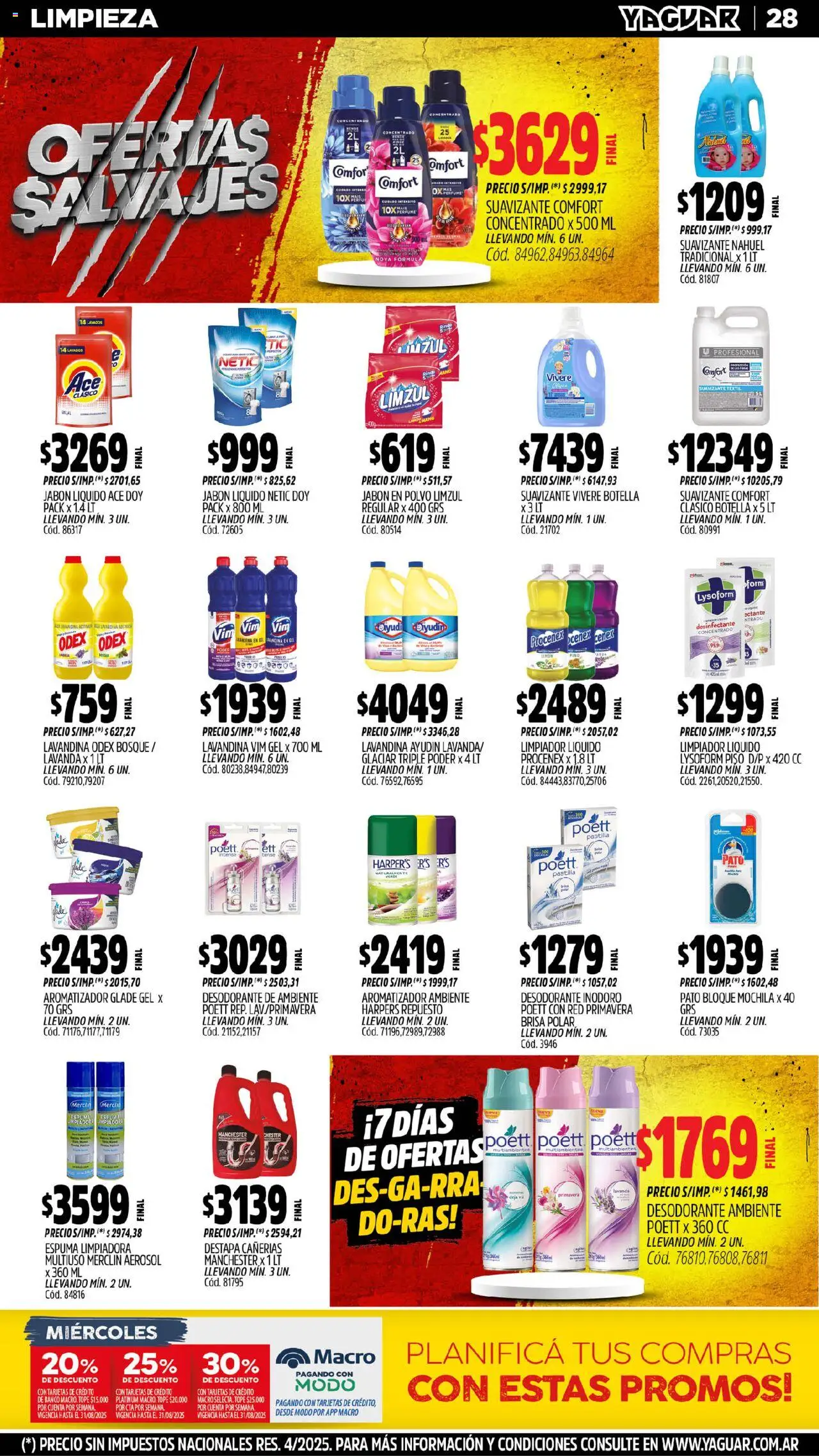 Yaguar - Córdoba │ válido desde el 04.08.2025 | Página: 29 | Productos: Desodorante de ambiente, Lavandina, Aromatizador, Mochila