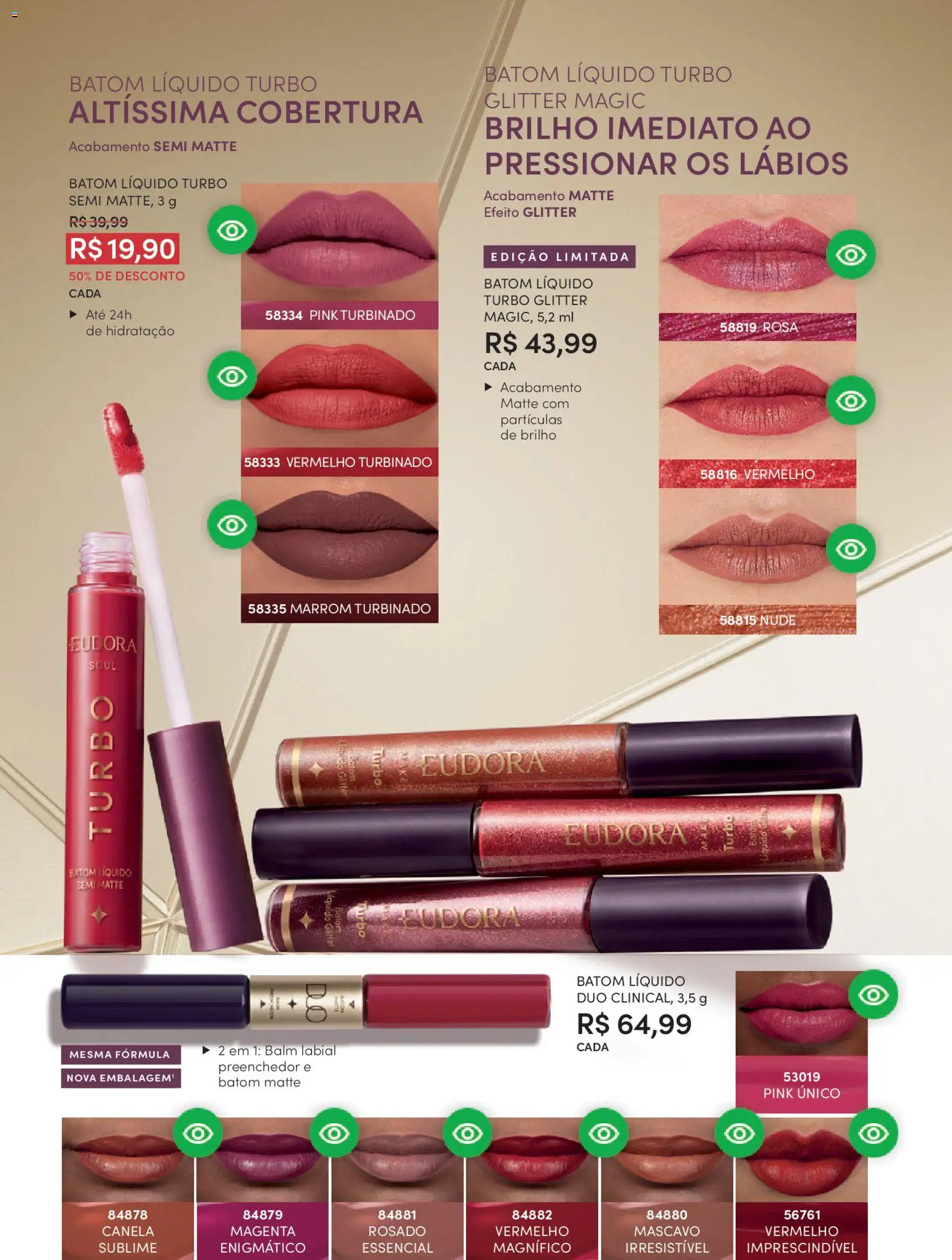 Eudora Folheto - válido de 19.02.2026 | Página: 52 | Produtos: Batom, Canela