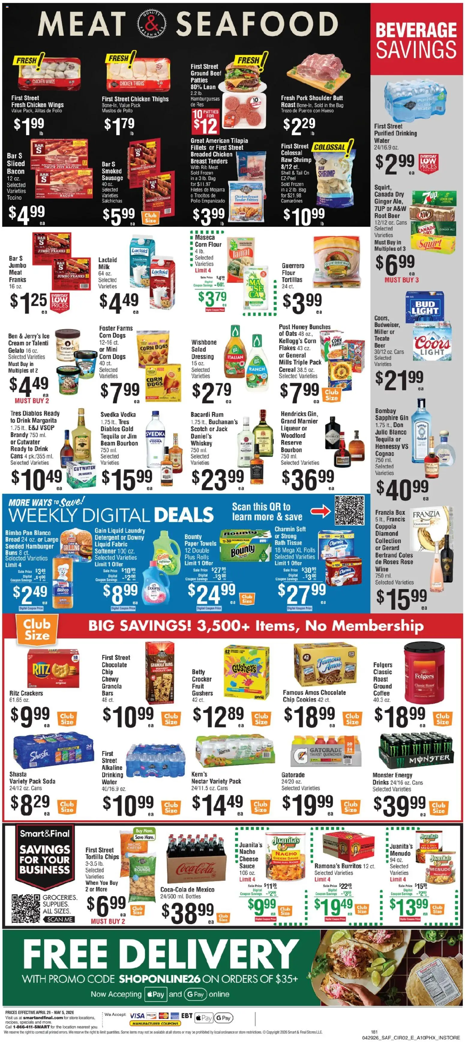 Smart & Final Weekly Ad - valid from 29.04.2026 | Page: 3 | Products: Cookies, Vodka, Lemon, Chocolate Chip