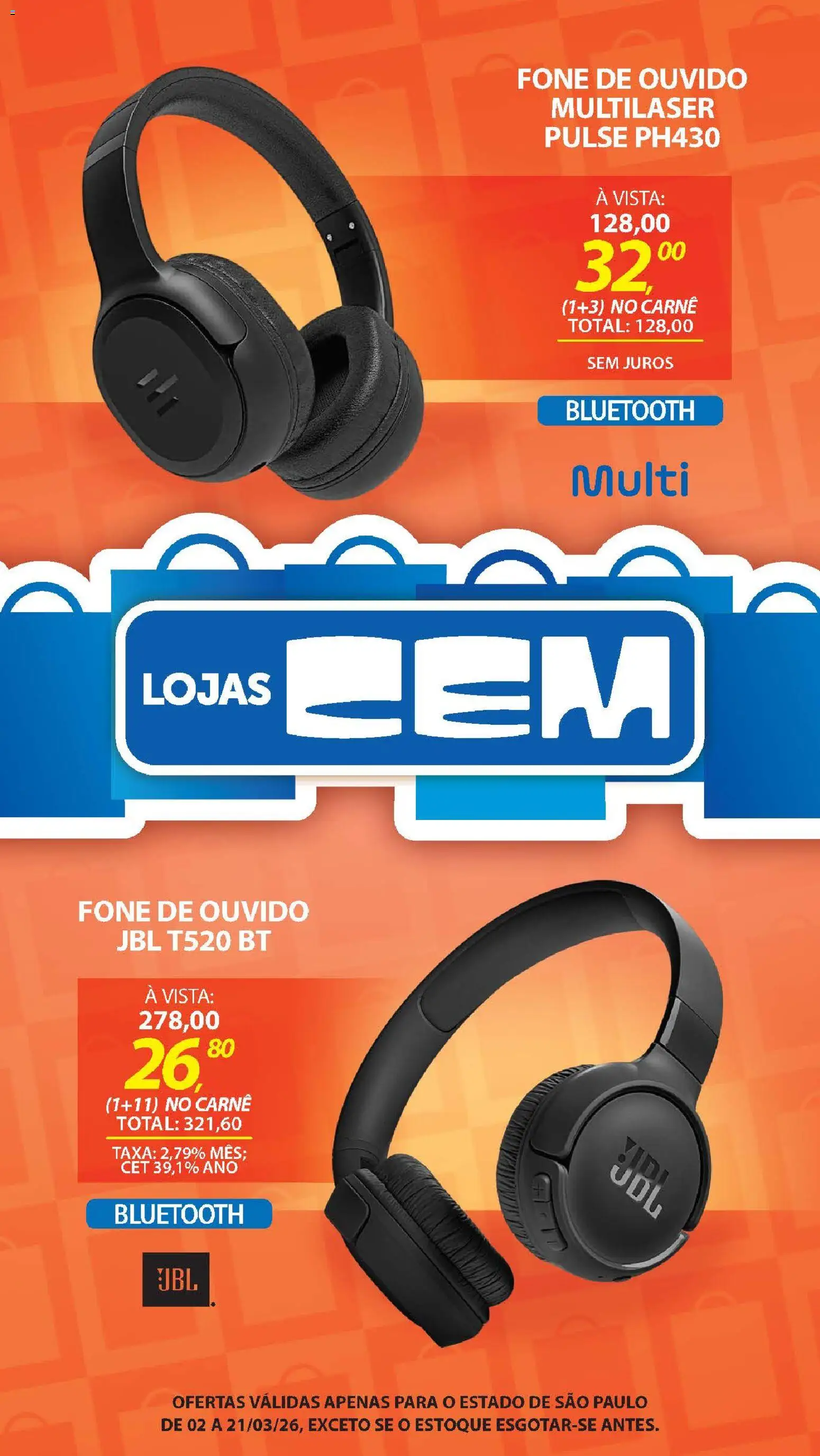 Lojas Cem Folheto - válido de 02.03.2026 | Página: 57 | Produtos: Carne, Fone de ouvido