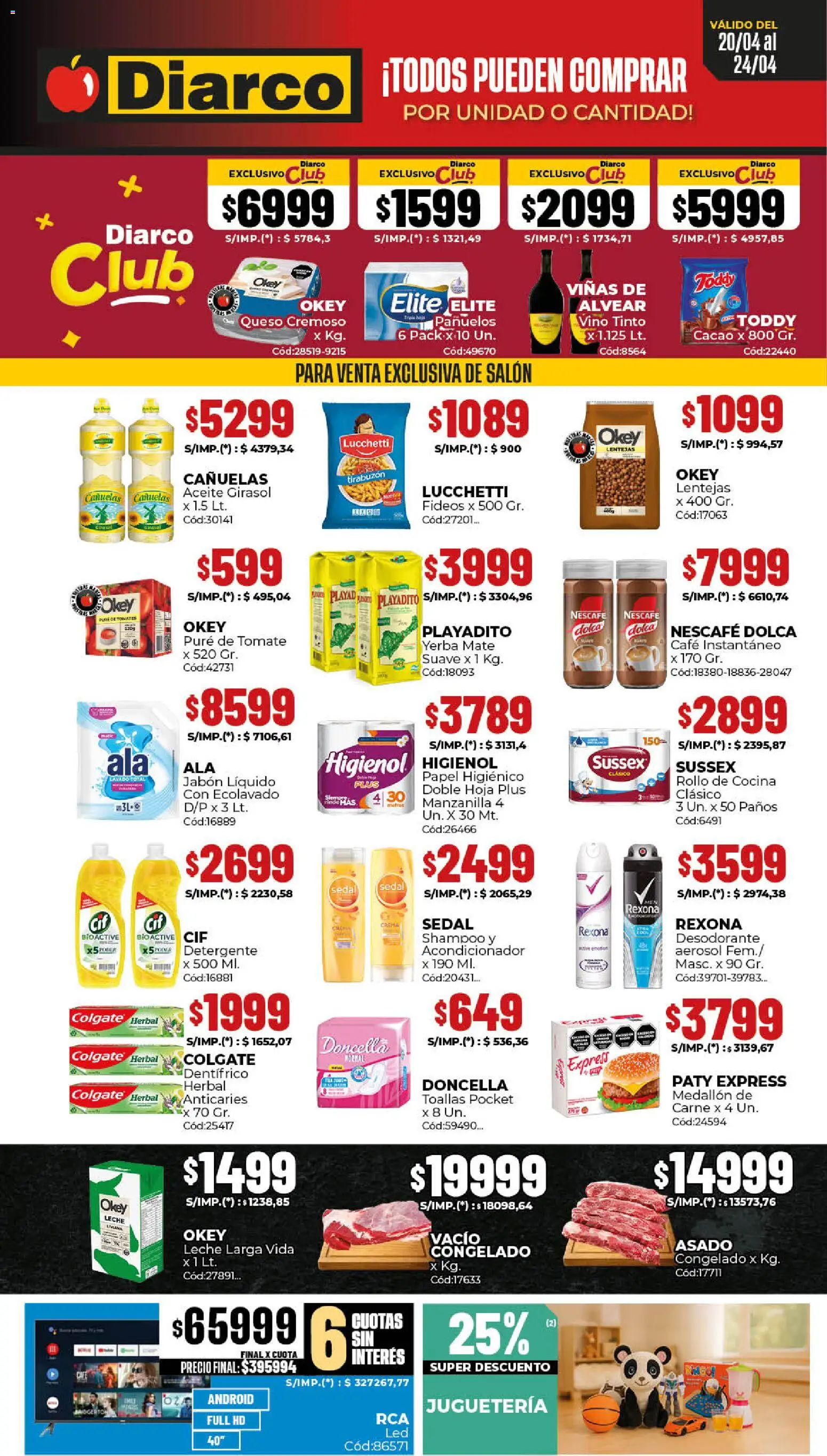 Diarco - Ofertas Sur │ válido desde el 20.04.2026 | Página: 1 | Productos: Cocina, Toallas, Leche, Café