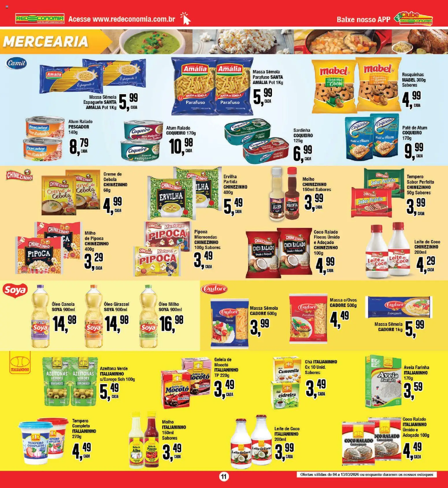 RedEconomia Folheto - válido de 13.03.2026 | Página: 11 | Produtos: Azeitonas, Creme, Aveia, Leite de coco