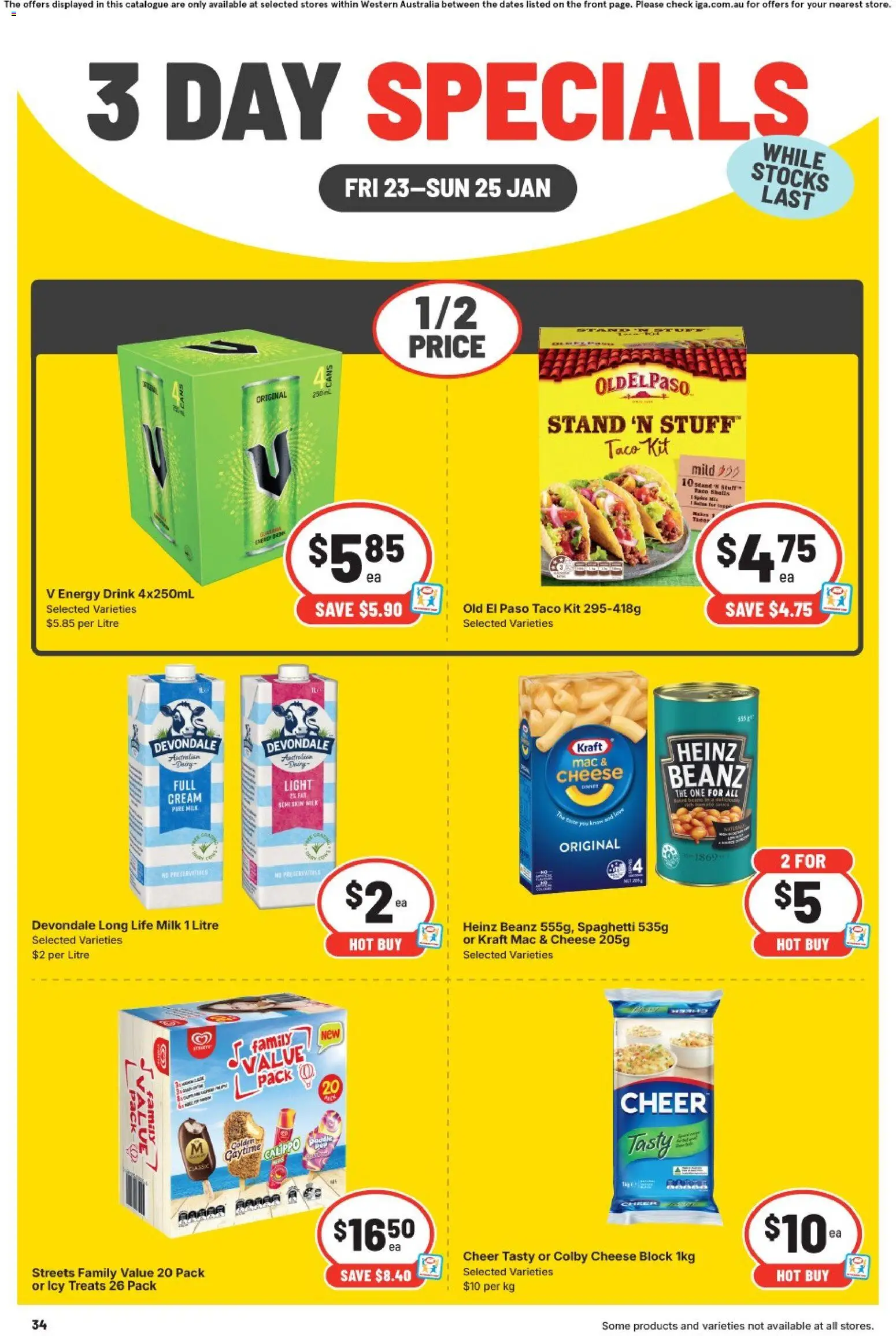 IGA catalogue - valid from 23.01.2026 | Page: 2 | Products: Light, Cheese, Energy drink, Cream