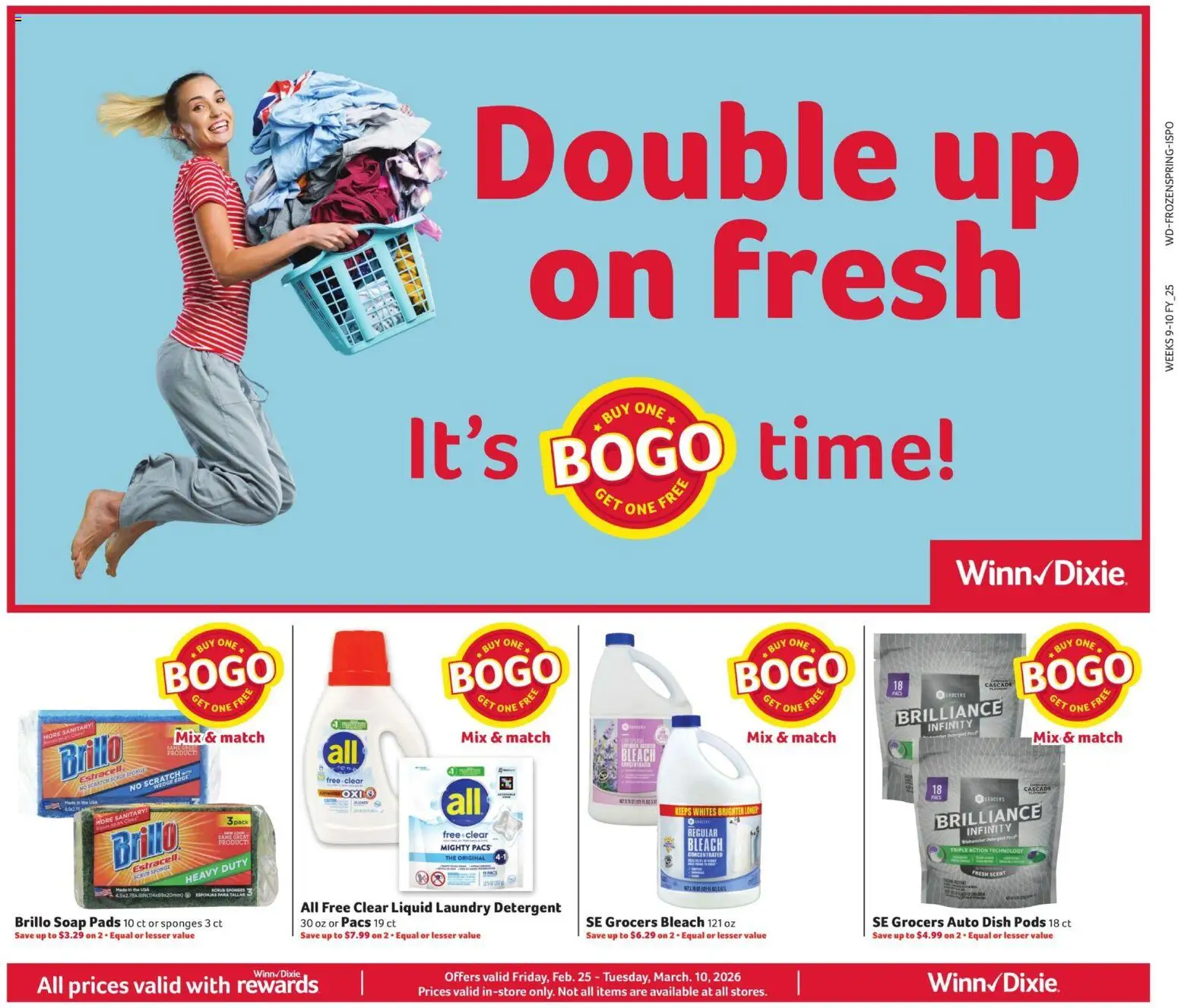 Winn Dixie In-Store Flyer - valid from 25.02.2026 | Page: 8 | Products: Soap, Pads, Sponge, Dishwasher