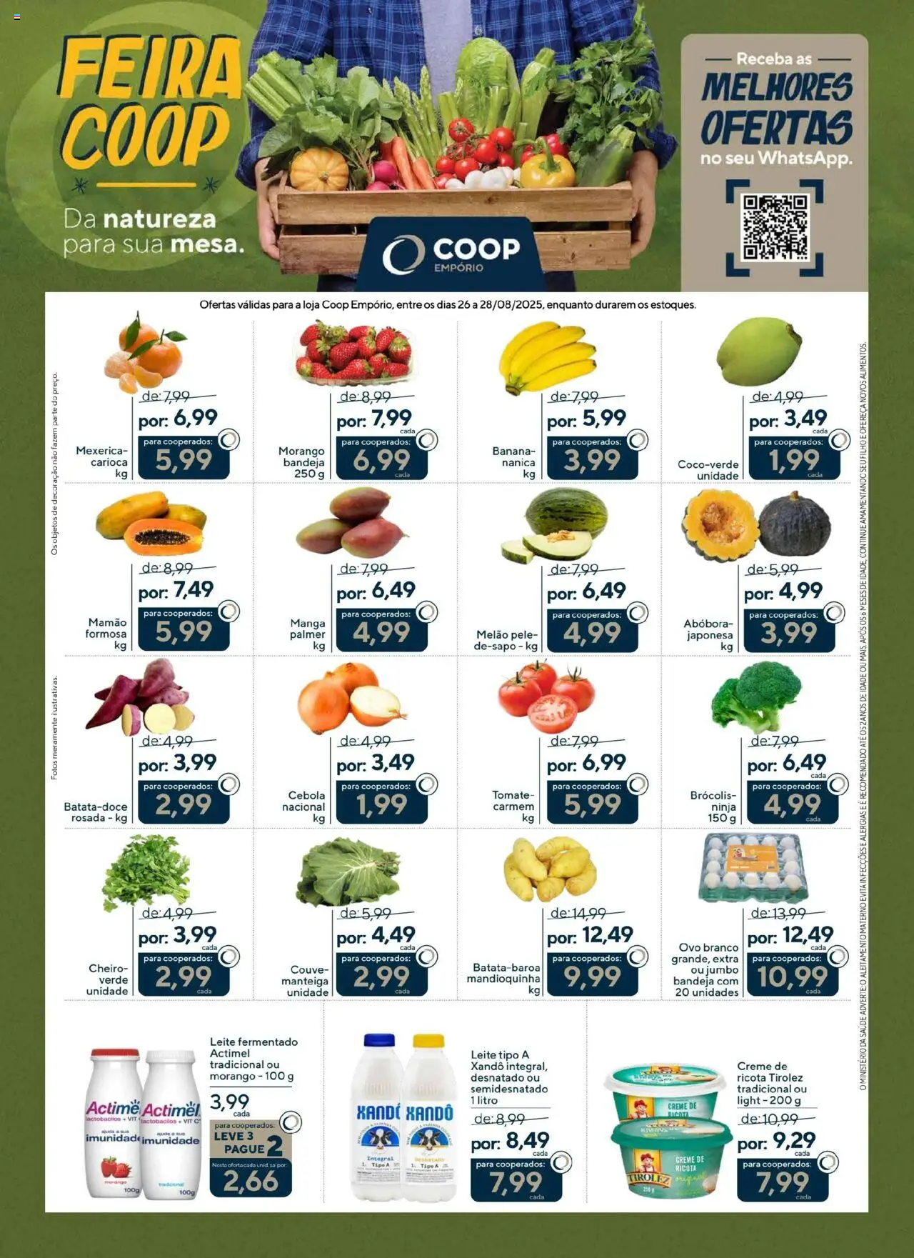 Coop Folheto - válido de 26.08.2025 | Página: 1 | Produtos: Mandioquinha, Manteiga, Mamão, Couve