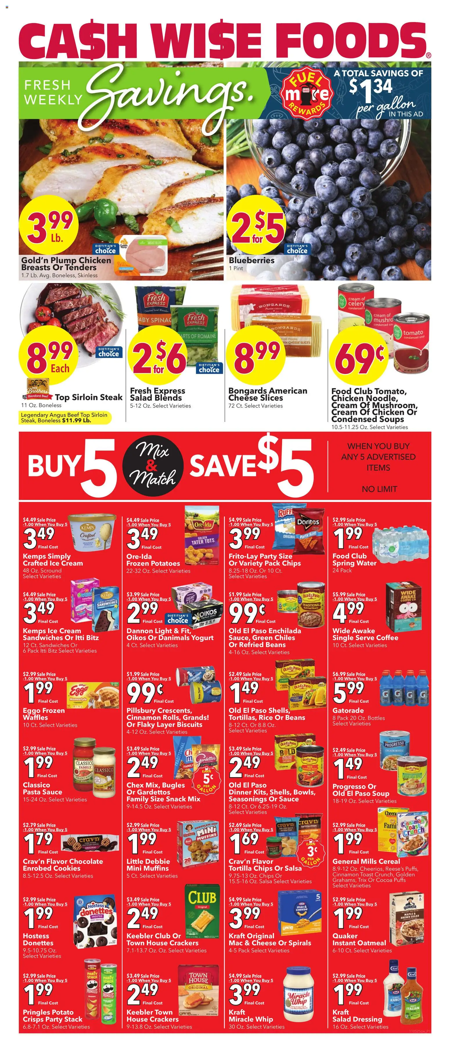 Cash Wise Weekly Ad - valid from 05.11.2025 | Page: 1 | Products: Rice, Cream, Water, Blueberries