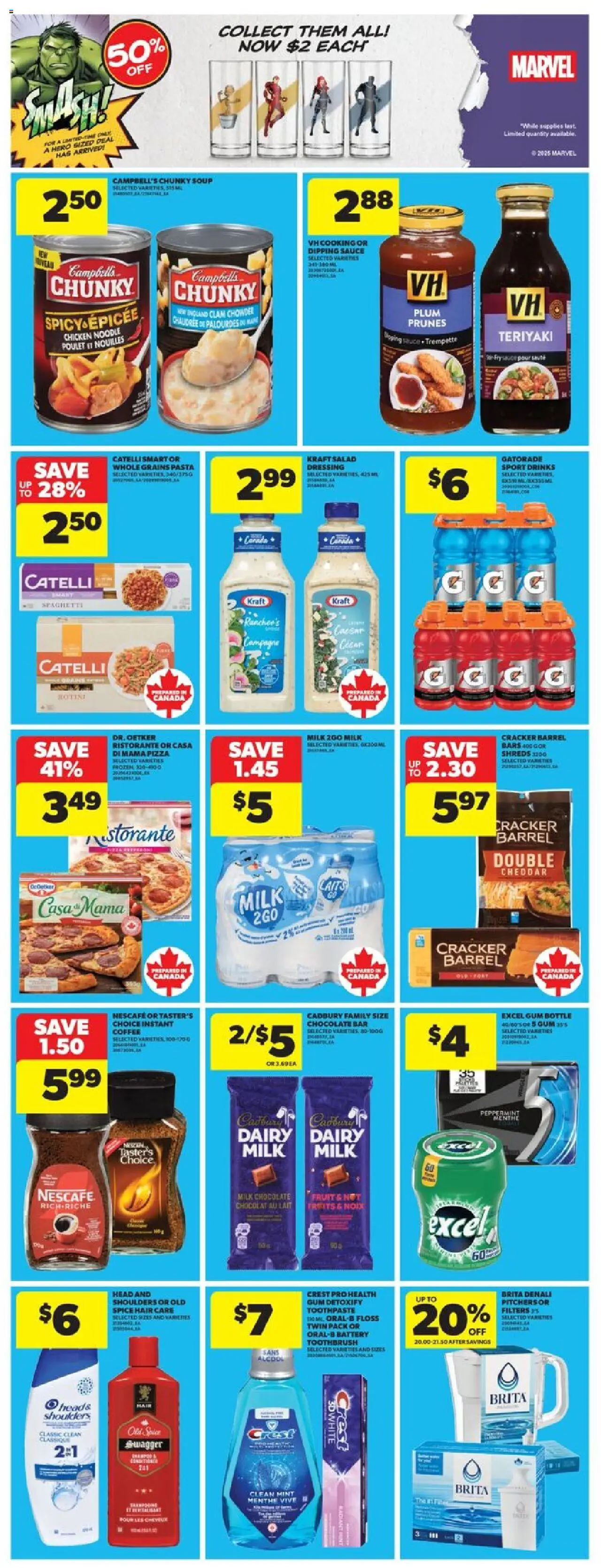 Real Canadian Superstore flyer valid from 25.09.2025 | Page: 13 | Products: Battery, Milk, Pizza, Chicken