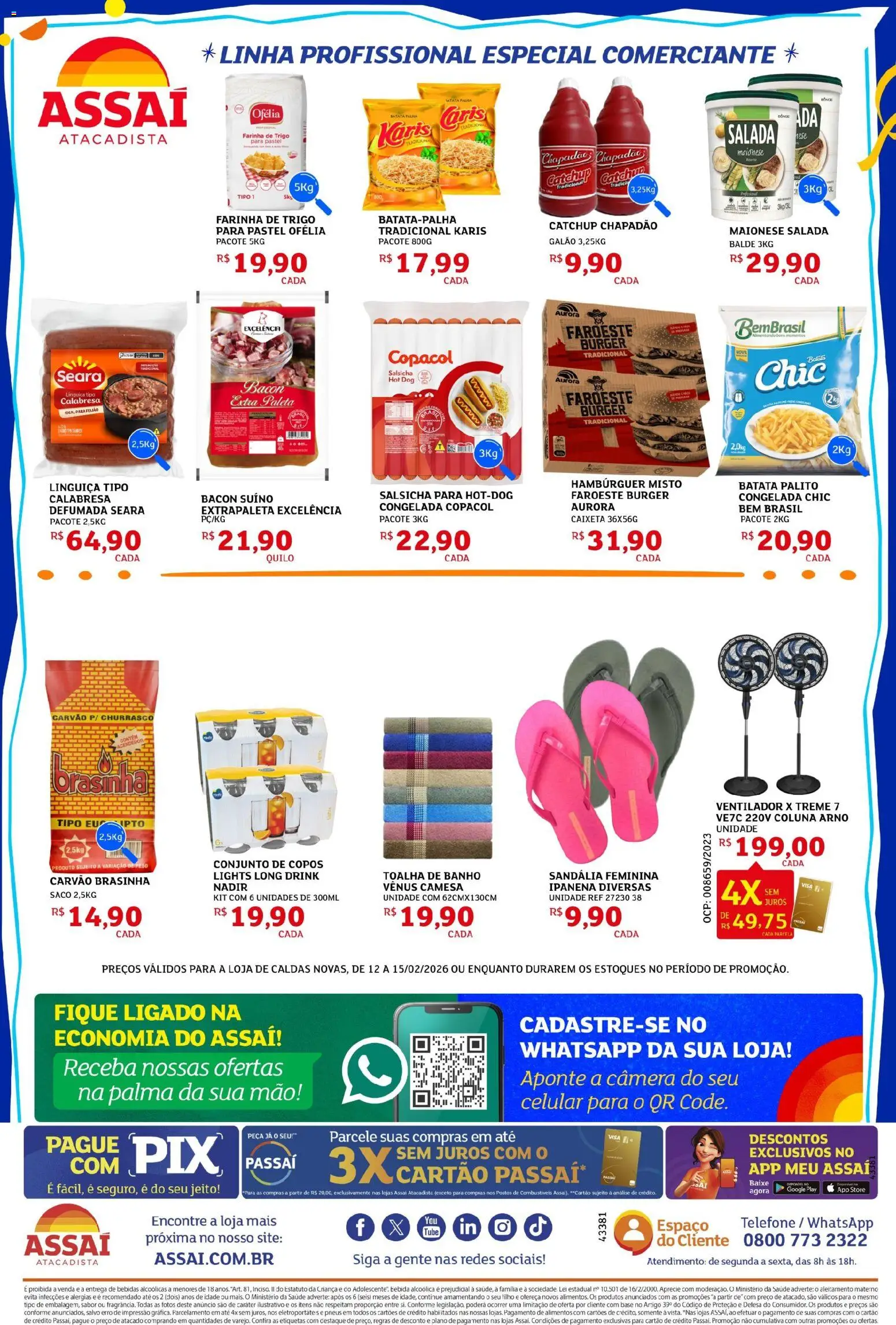 Assaí Atacadista Folheto - válido de 12.02.2026 | Página: 4 | Produtos: Farinha de trigo, Base, Batata, Balde