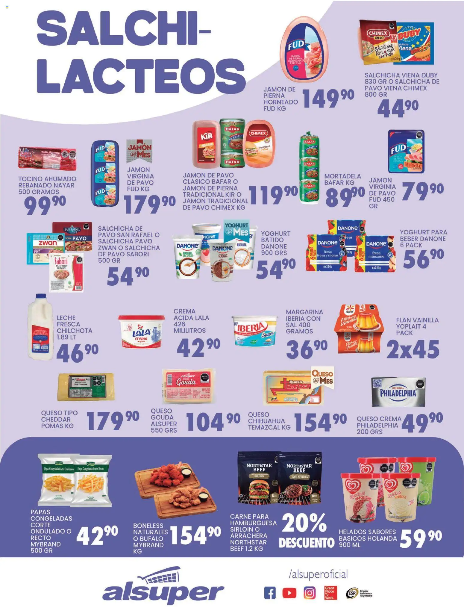 Nuevas ofertas de Alsuper válidas en toda la República Mexicana desde el 03.03.2026. ¡Encuentra las mejores ofertas en Alsuper folleto Laguna! | Página: 3 | Productos: Mortadela, Tocino, Salchicha, Crema