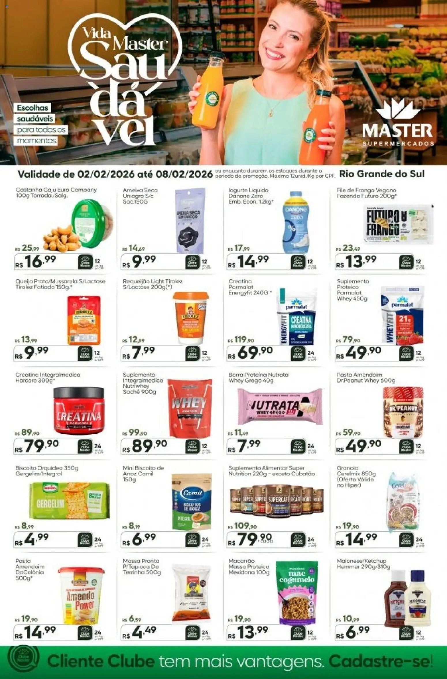 Master Folheto - válido de 02.02.2026 | Página: 1 | Produtos: Caju, Biscoito, Filé de frango, Requeijão