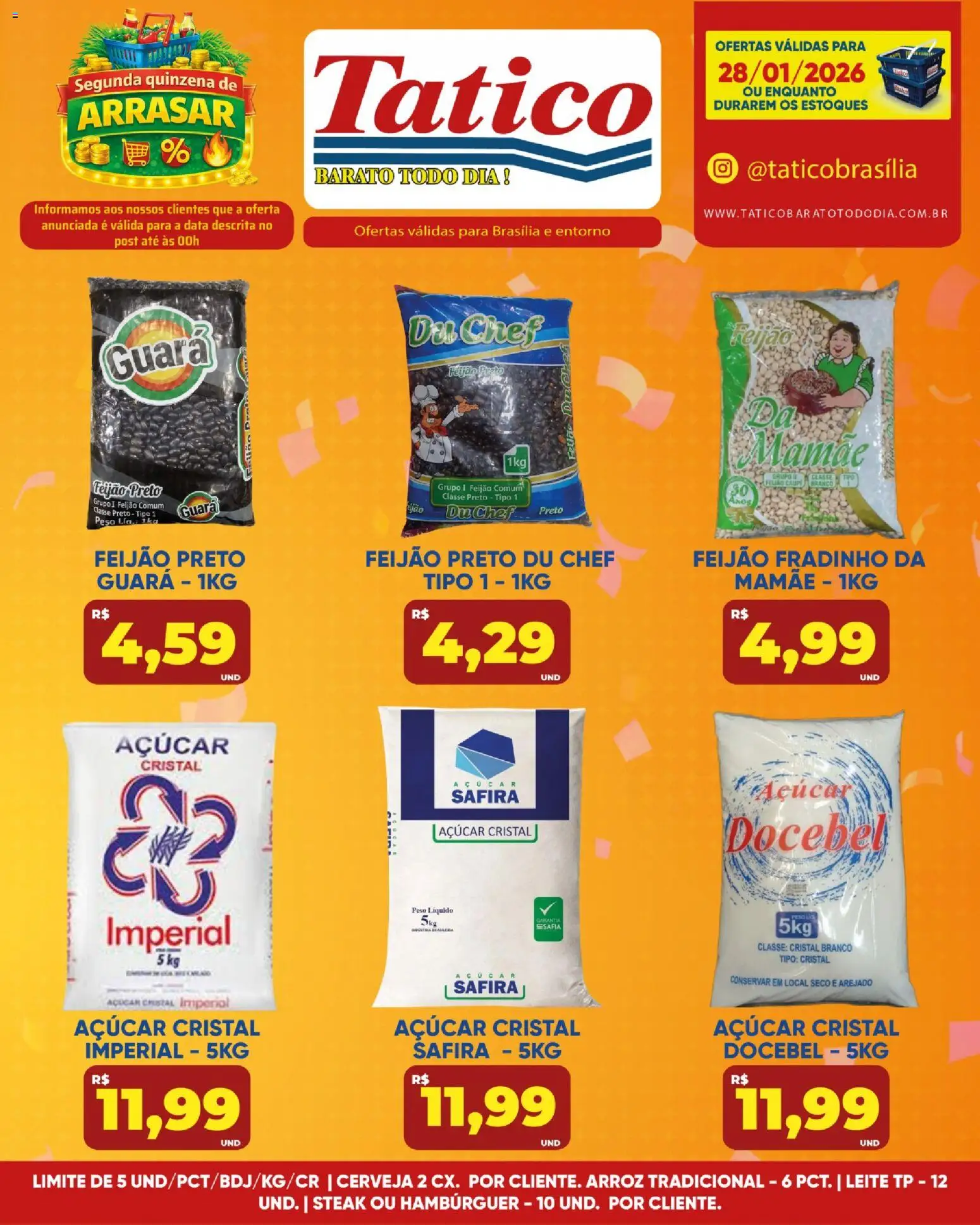 Tatico Folheto - válido de 28.01.2026 | Página: 2 | Produtos: Feijão, Leite, Hambúrguer, Açúcar