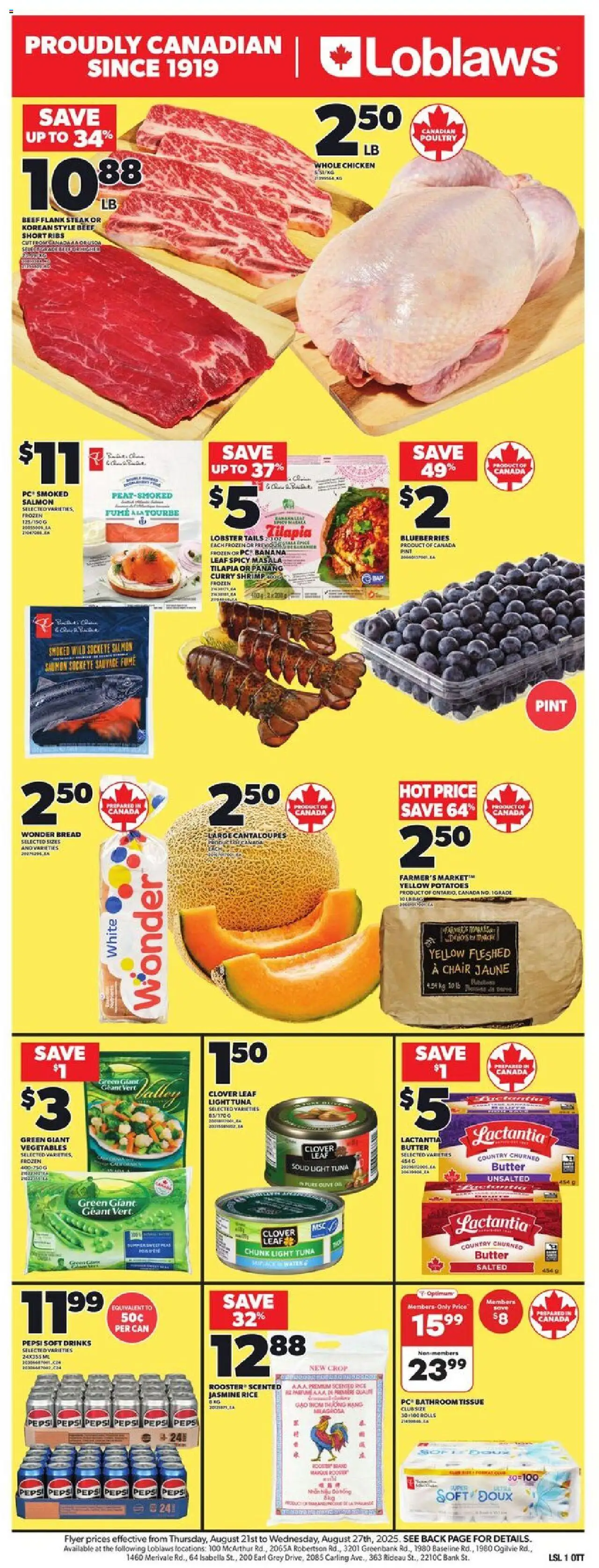 Loblaws flyer valid from 21.08.2025 | Page: 5 | Products: PC, Potatoes, Chair, Chicken