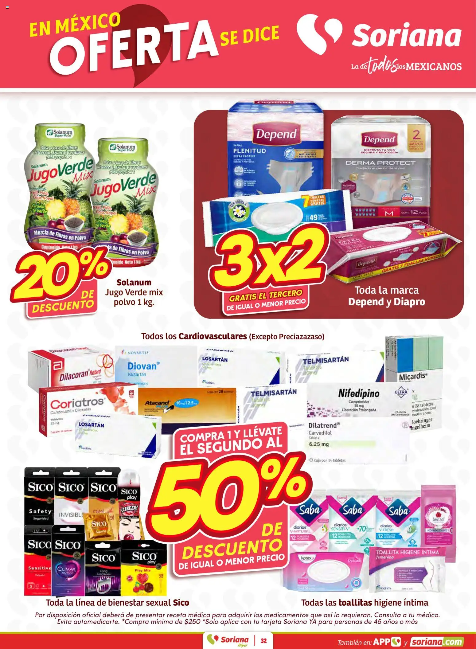 Nuevas ofertas de Soriana válidas en toda la República Mexicana desde el 02.01.2026. ¡Encuentra las mejores ofertas en Soriana - Preciazazaso Híper: Chih, Coah, Dur, NL, SLP, Tamps, Zac! | Página: 32 | Productos: Té, Caja, Polvo, Tableta