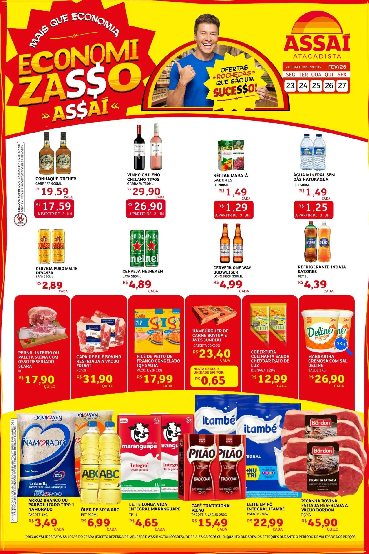 Assaí Atacadista Folheto - válido de 23.02.2026 | Página: 1 | Produtos: Heineken, Sal, Soja, Margarina