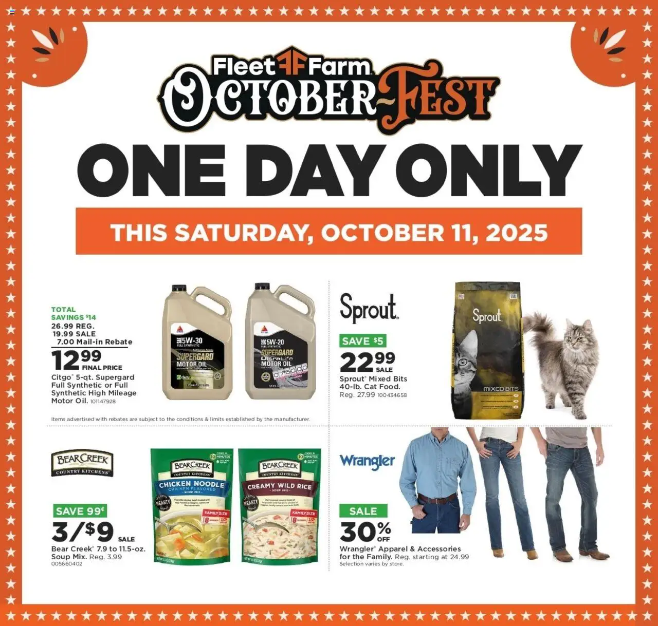 Mills Fleet Farm Octoberfest Saturday Only Deals - valid from 09.10.2025 | Page: 1 | Products: Oil, Rice, Motor Oil