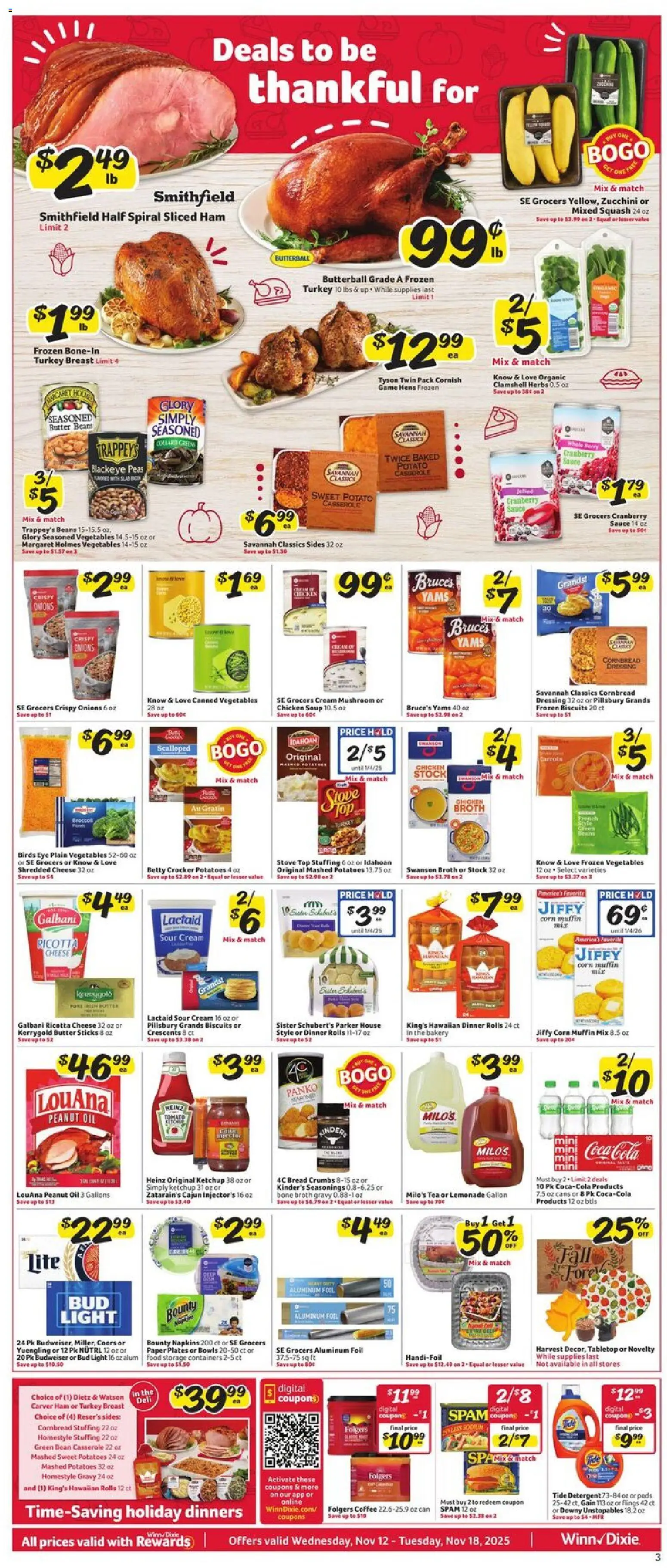 Winn Dixie Weekly Circular - FL - valid from 12.11.2025 | Page: 3 | Products: Zucchini, Butter, Sauce, Muffin