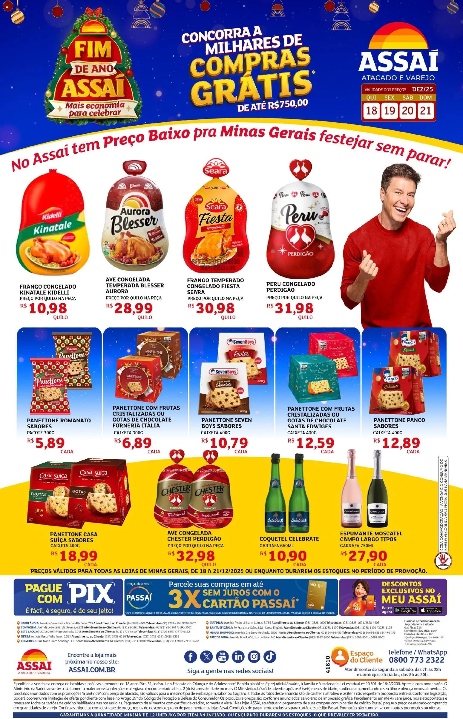 Assaí Atacadista Folheto - válido de 18.12.2025 | Página: 1 | Produtos: Coco, Pneus, Telefone, Frango
