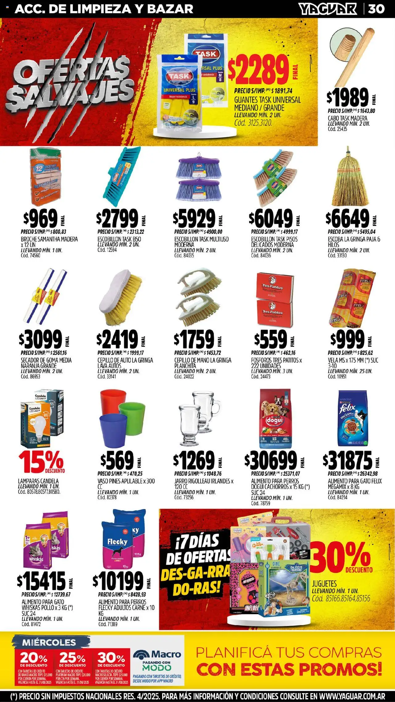 Yaguar - Bahía Blanca │ válido desde el 11.08.2025 | Página: 31 | Productos: Fósforos, Vela, Escobillon, Guantes
