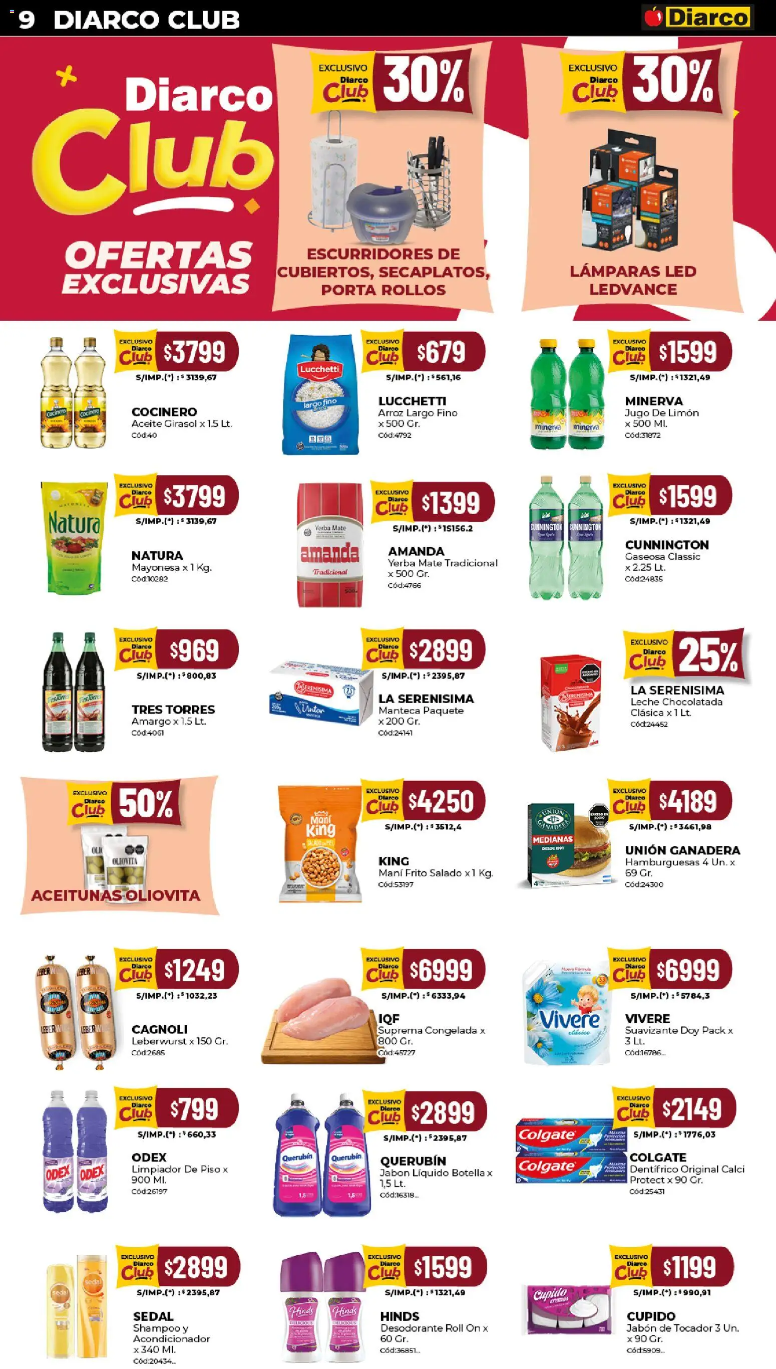 Diarco - Ofertas Interior │ válido desde el 27.10.2025 | Página: 9 | Productos: Aceite, Shampoo, Manteca, Limpiador