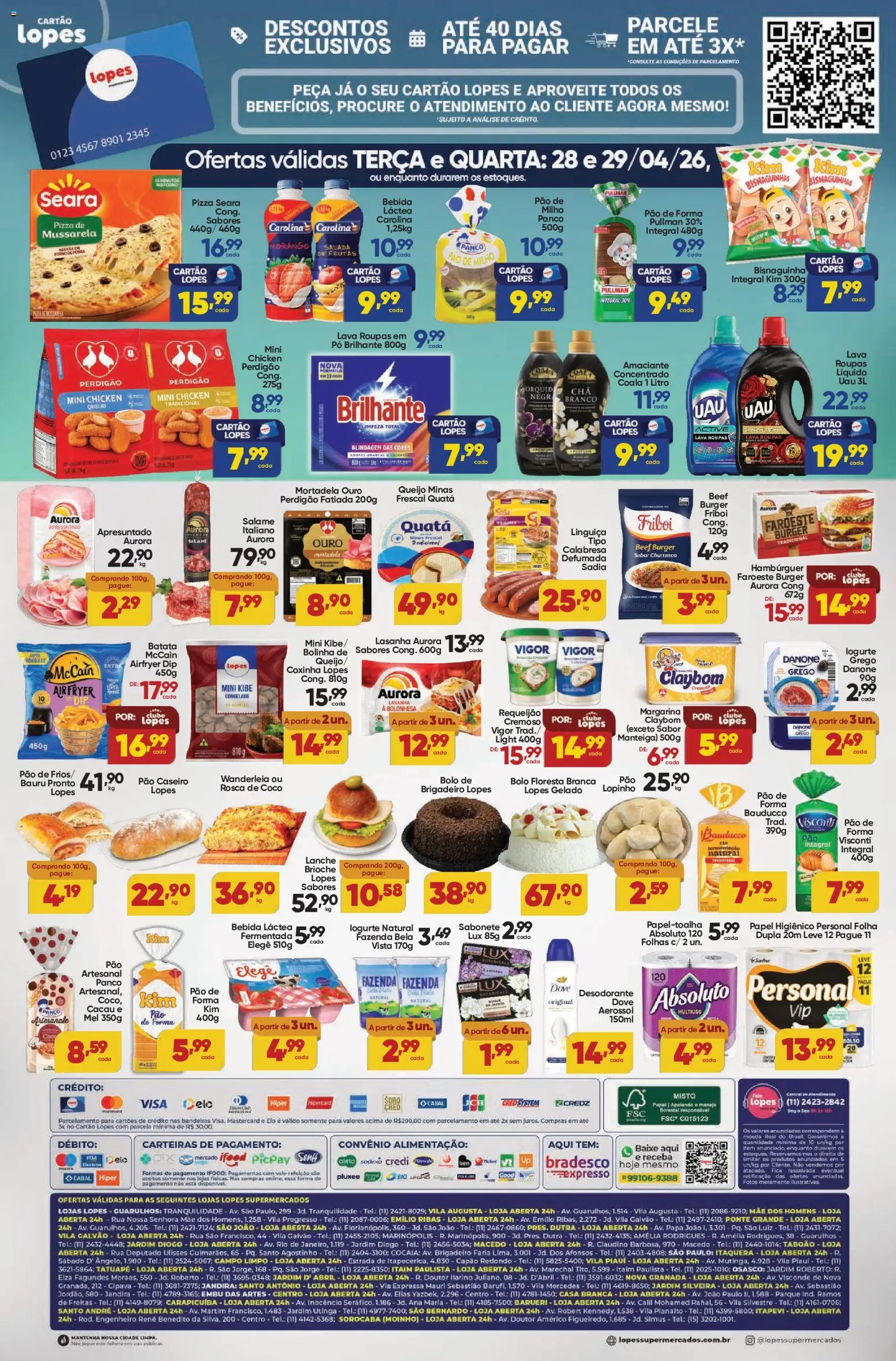 Lopes Supermercados Folheto - válido de 28.04.2026 | Página: 2 | Produtos: Mortadela, Roupas, Lasanha, Margarina