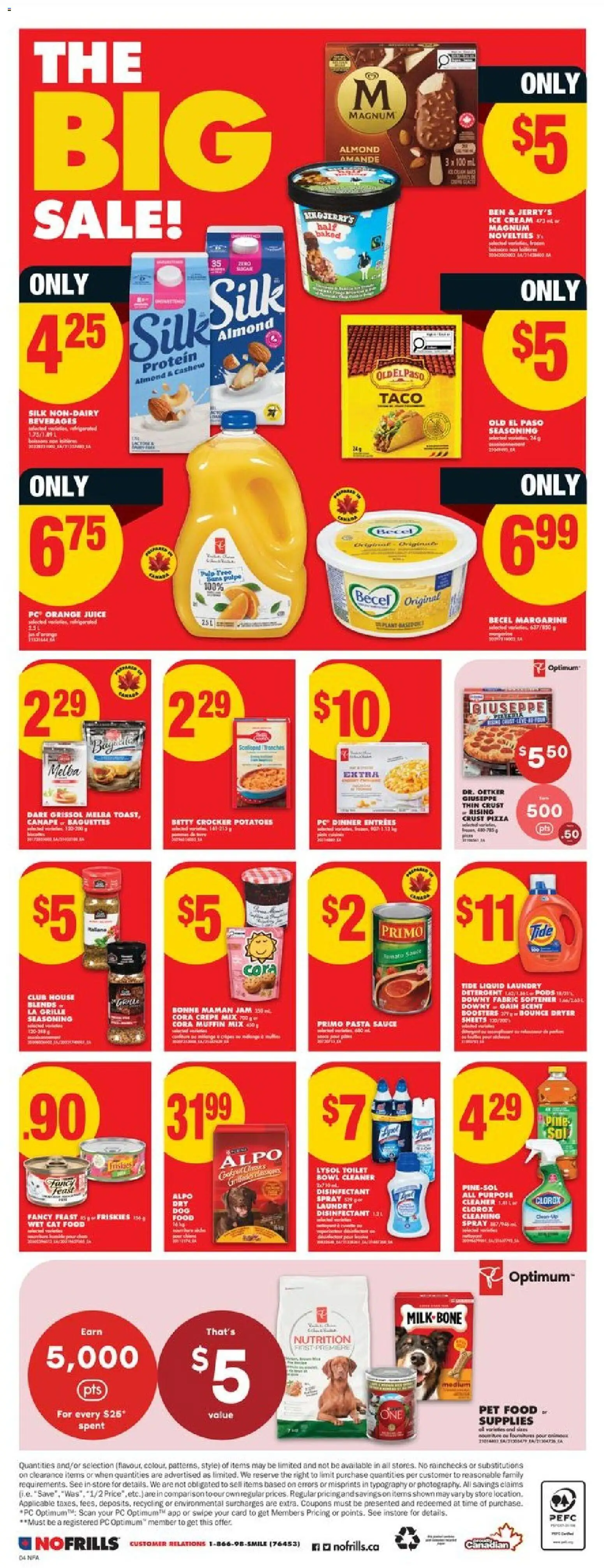 No Frills flyer valid from 12.02.2026 | Page: 4 | Products: Ice cream, Fabric softener, Pizza, Juice