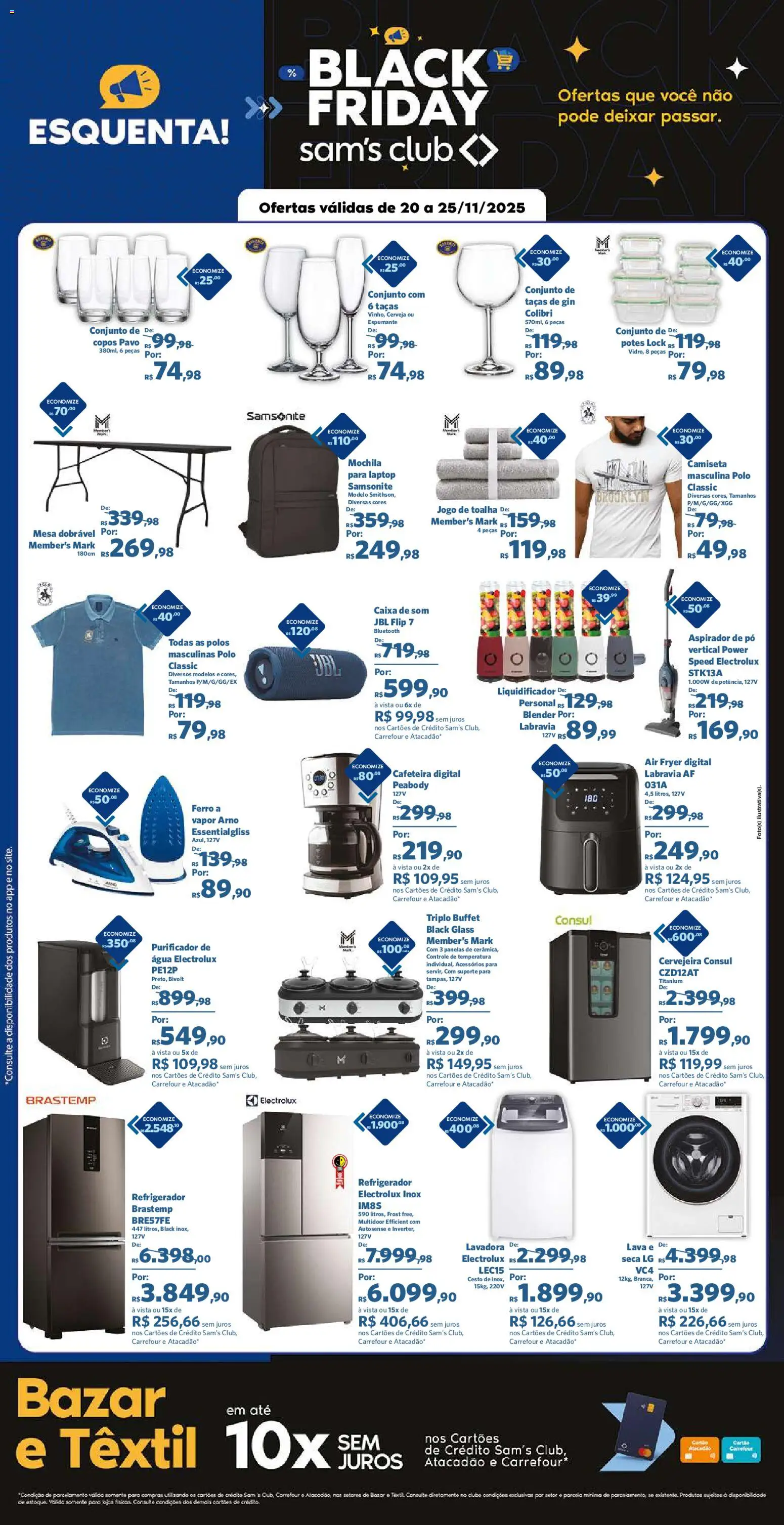 Sam's Club Folheto - válido de 20.11.2025 | Página: 3 | Produtos: Refrigerador, Cerveja, Mochila, Potes