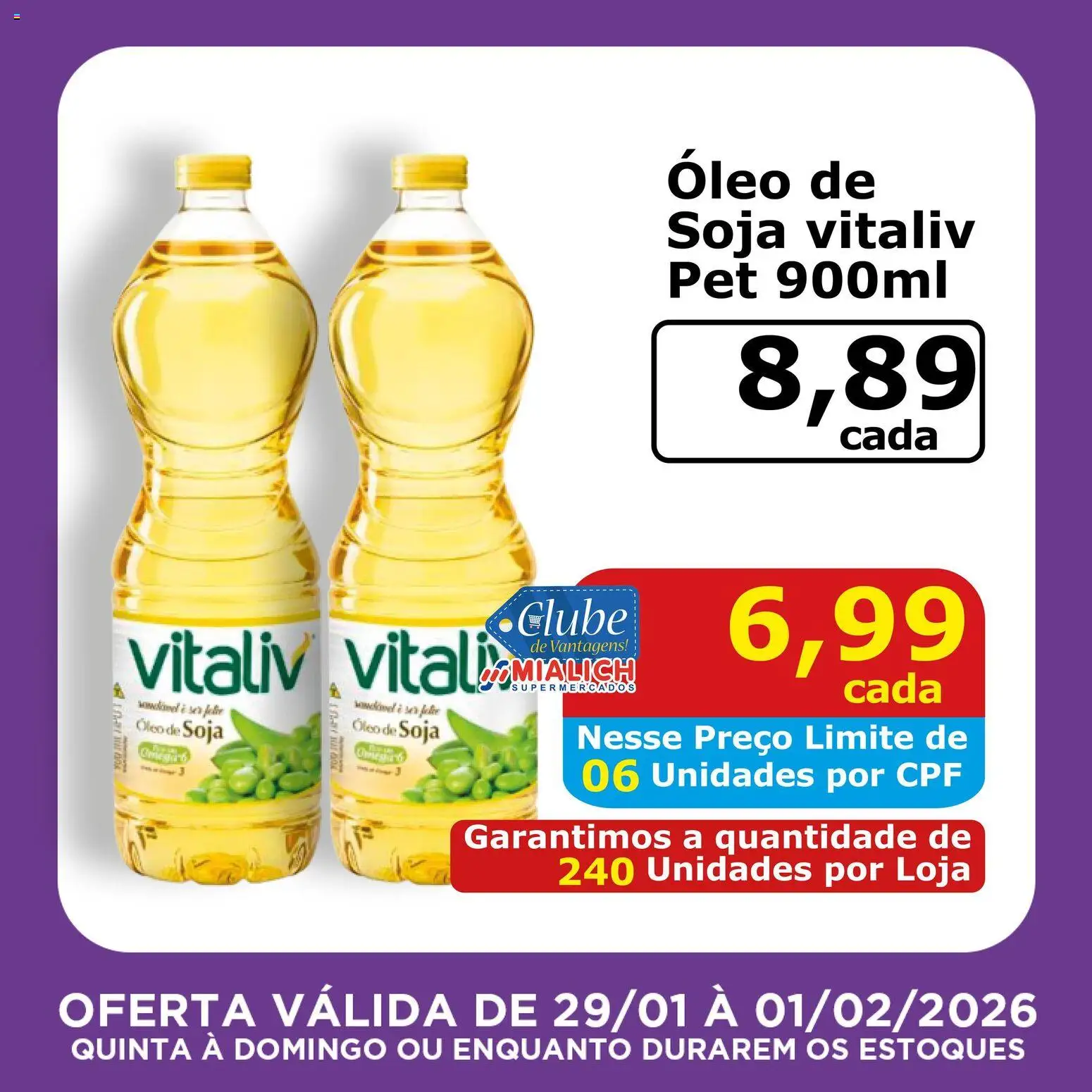 Mialich Supermercados Folheto - válido de 29.01.2026 | Página: 8 | Produtos: Óleo, Soja