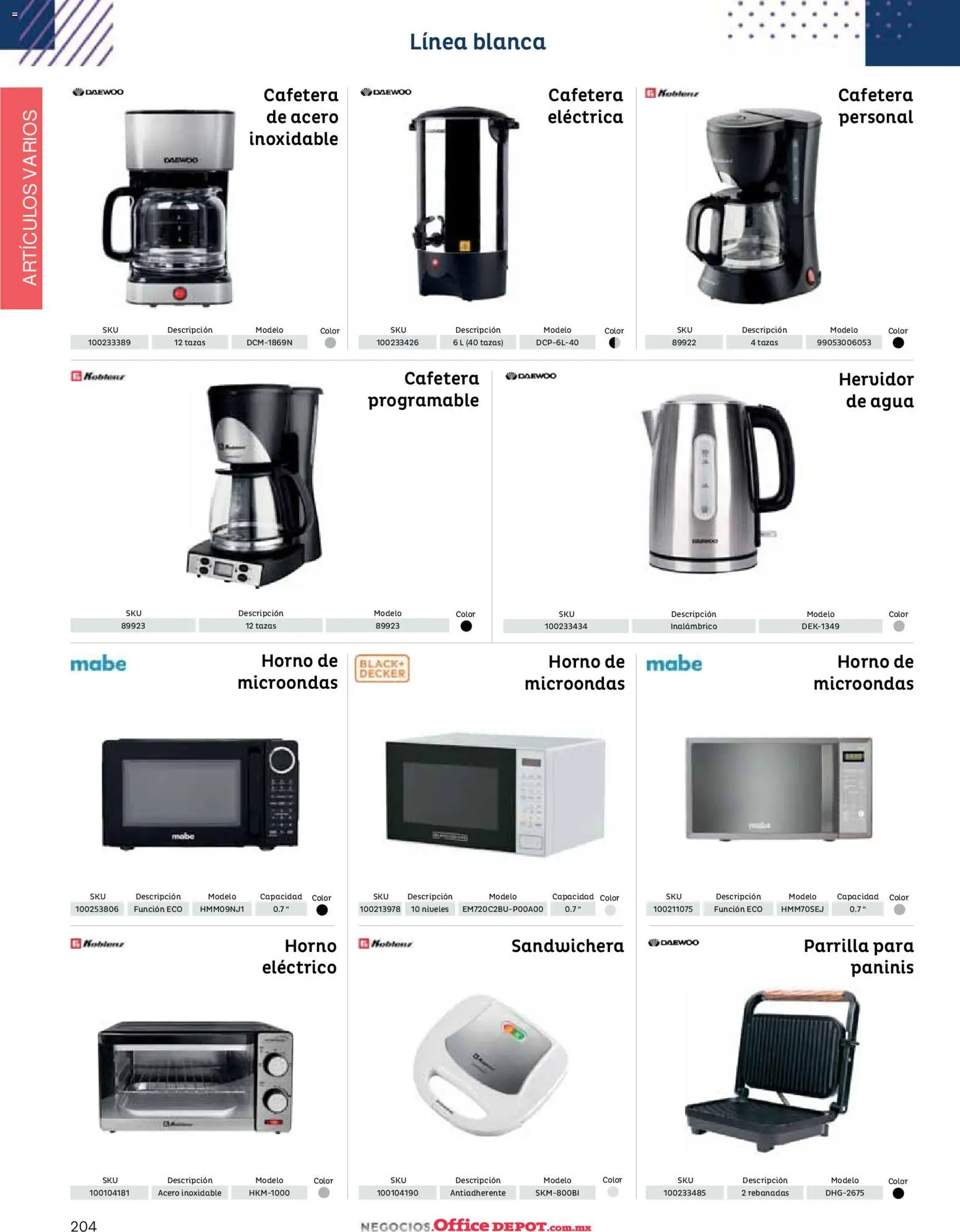 Nuevas ofertas de Office Depot válidas en toda la República Mexicana desde el 12.01.2026. ¡Encuentra las mejores ofertas en Office Depot catálogo 2026! | Página: 206 | Productos: Horno, Microondas, Parrilla, Cafetera