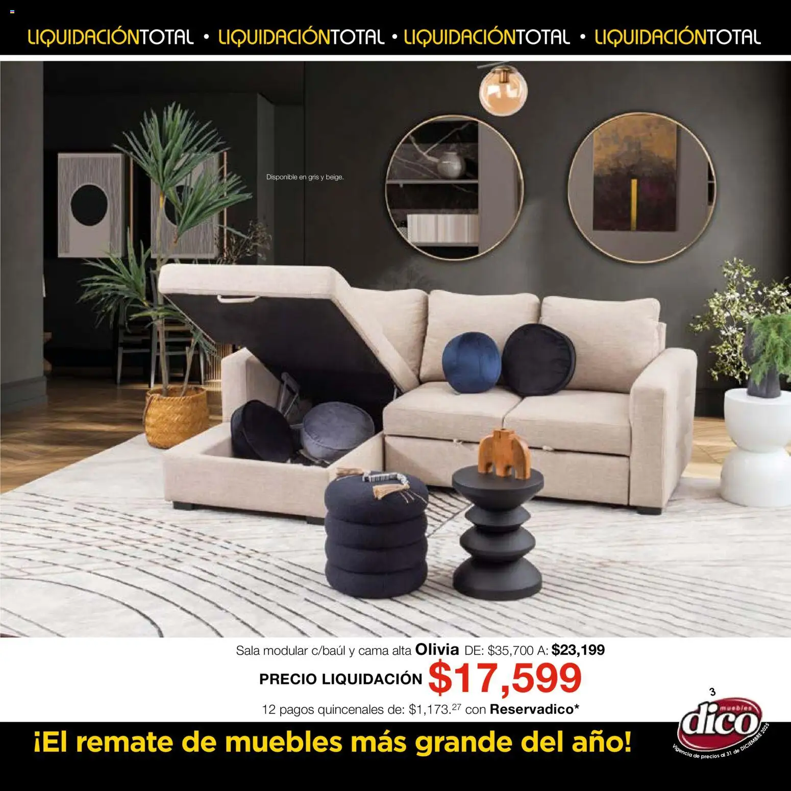 Nuevas ofertas de Muebles Dico válidas en toda la República Mexicana desde el 04.12.2025. ¡Encuentra las mejores ofertas en Muebles Dico Liquidación Total! | Página: 3 | Productos: Cama, Modular