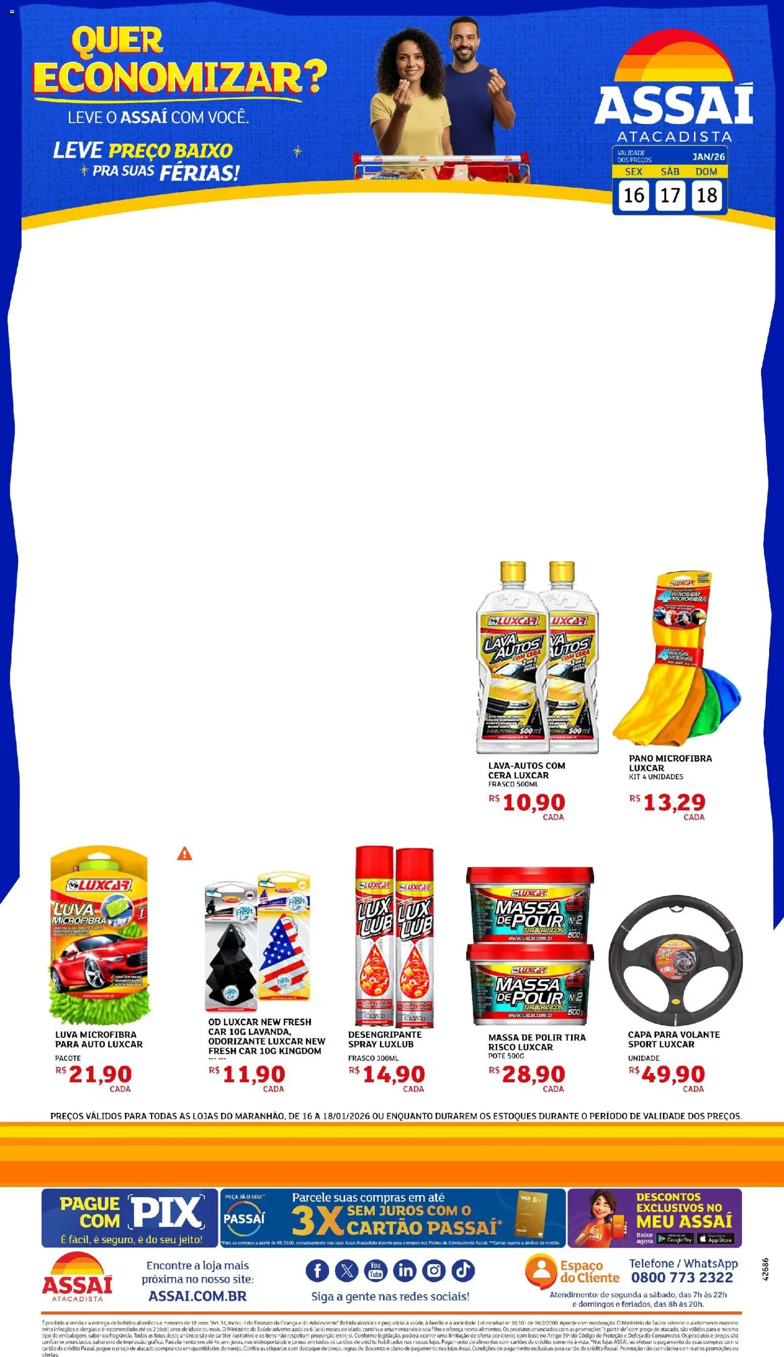 Assaí Atacadista Folheto - válido de 19.01.2026 | Página: 1 | Produtos: Base, Massa, Cera, Telefone